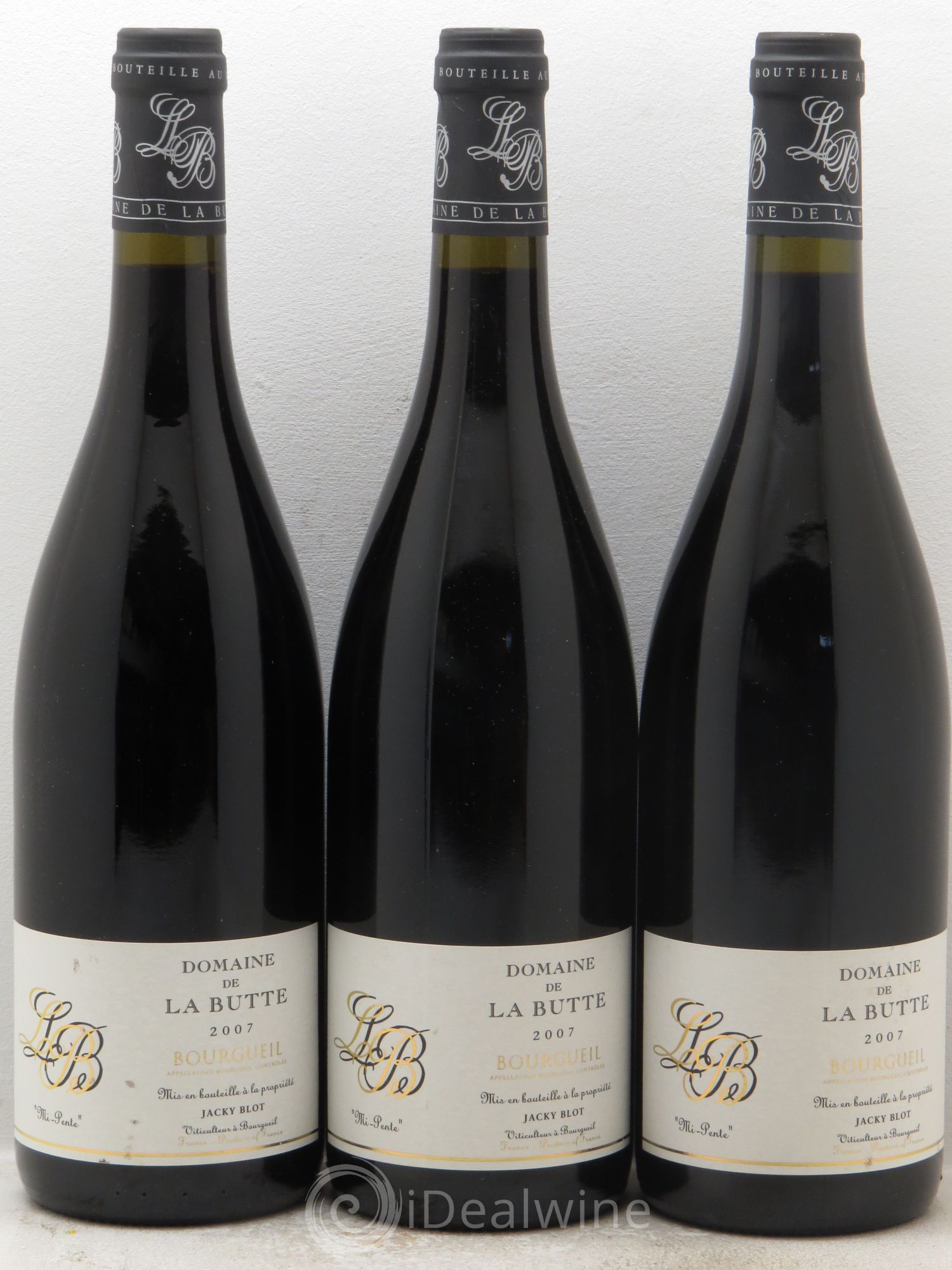 Bourgueil Mi-Pente Domaine de La Butte - Jacky Blot 2007 - Lot de 3 bouteilles - 0