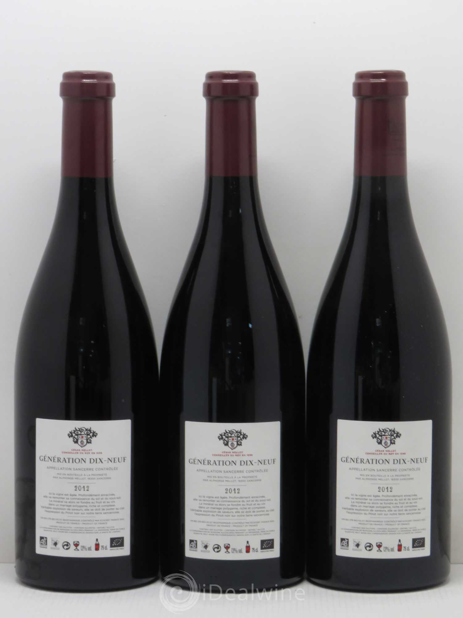 Sancerre Génération XIX Alphonse Mellot 2012 - Posten von 3 Flaschen - 1