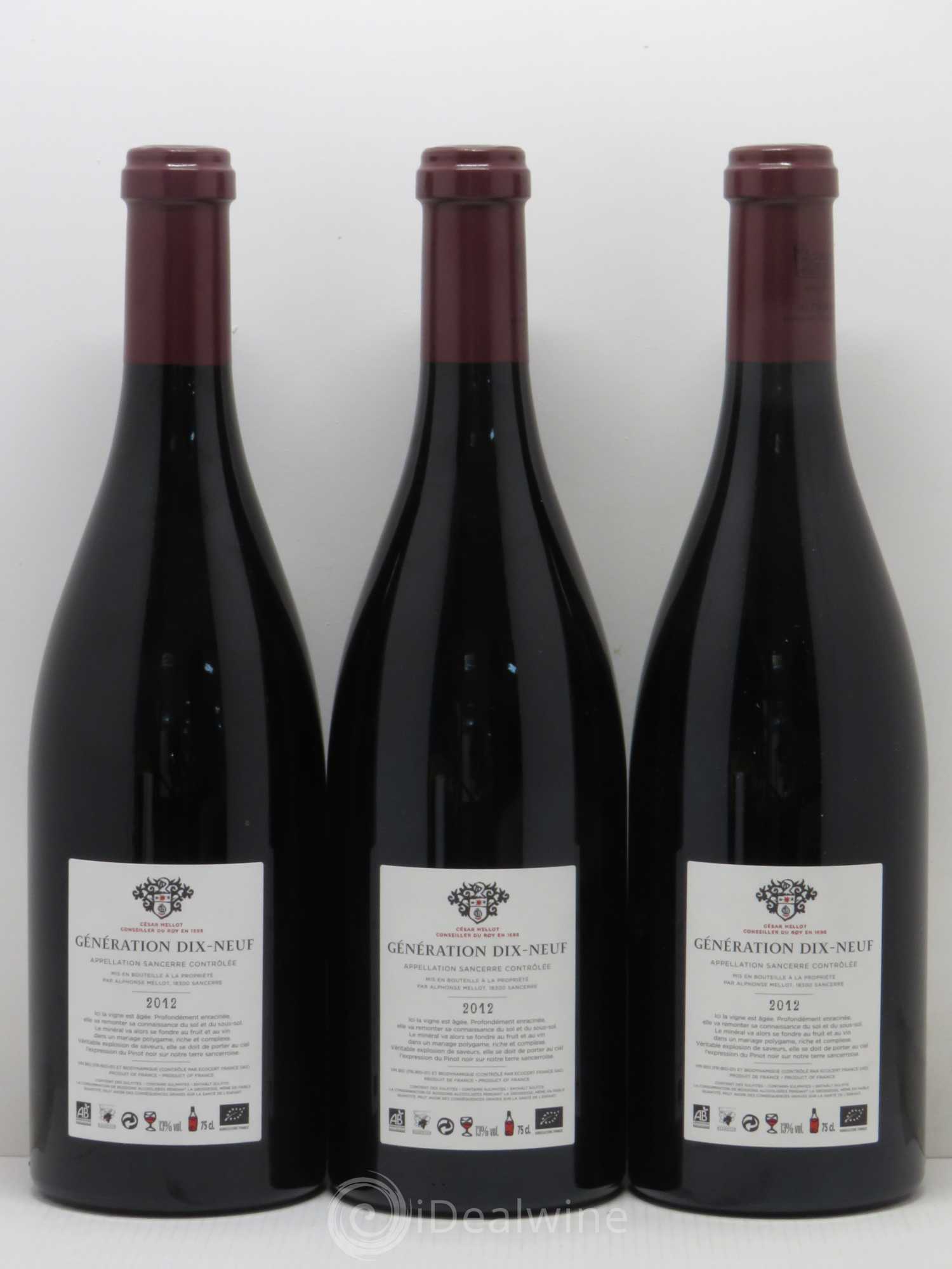 Sancerre Génération XIX Alphonse Mellot 2012 - Lot de 3 bouteilles - 1