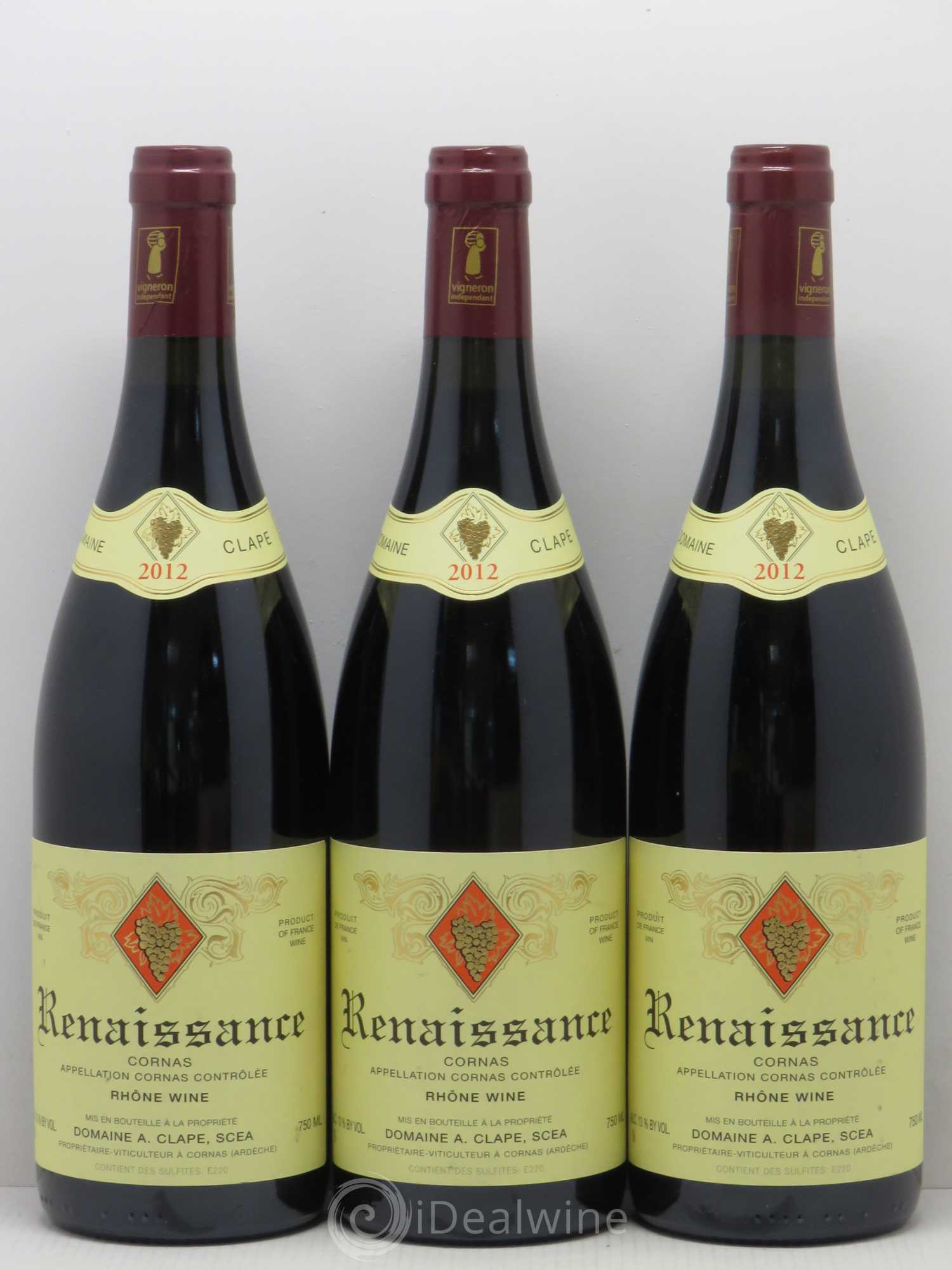 Cornas Renaissance Auguste Clape 2012 - Lotto di 3 bottiglie - 0