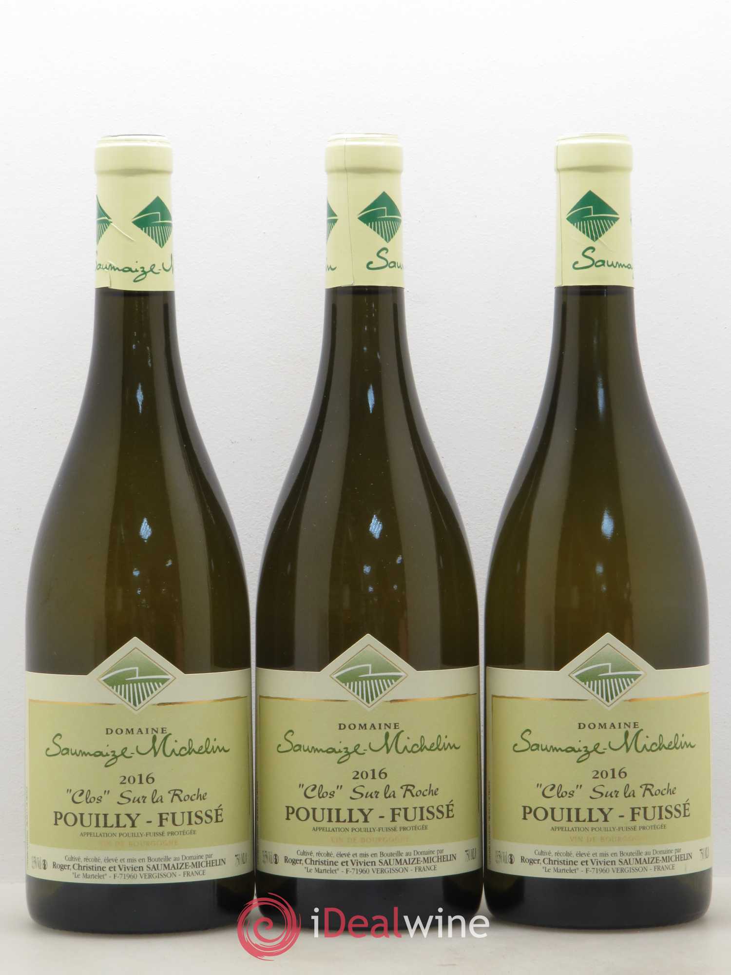 Pouilly-Fuissé Clos sur La Roche Domaine Saumaize Michelin 2016 - Posten von 3 Flaschen - 0