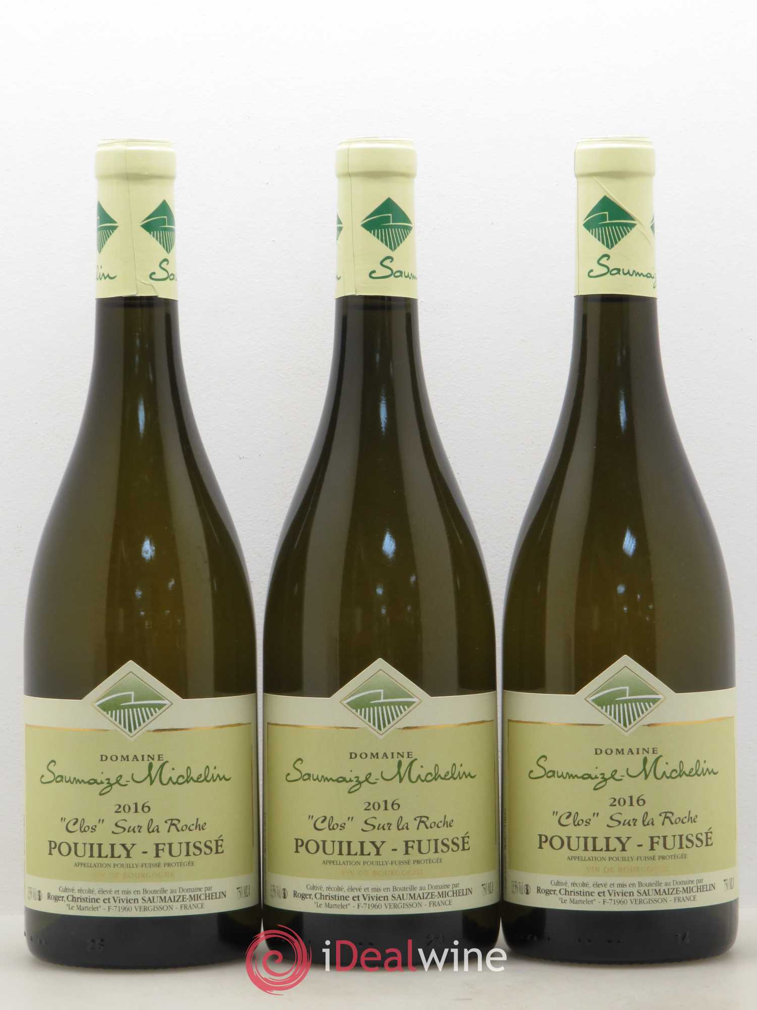 Pouilly-Fuissé Clos sur La Roche Domaine Saumaize Michelin 2016 - Posten von 3 Flaschen - 0