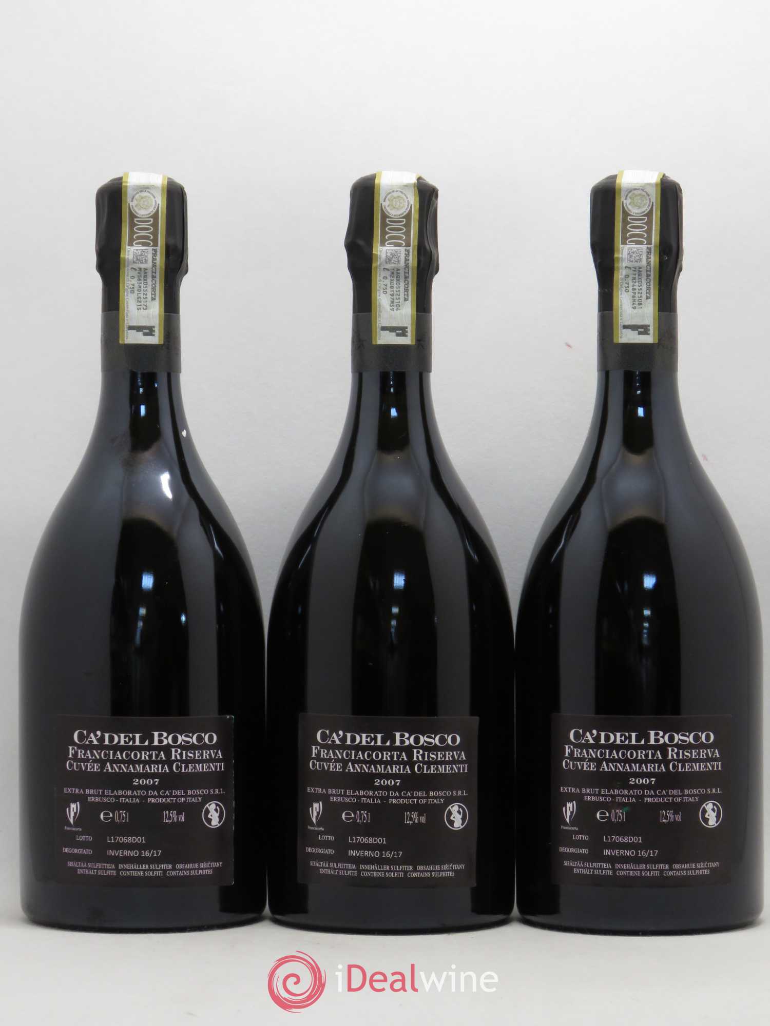 Italie Franciacorta Ca'del Bosco Cuvée Annamaria Clementi Riserva 2007 - Lotto di 3 bottiglie - 1