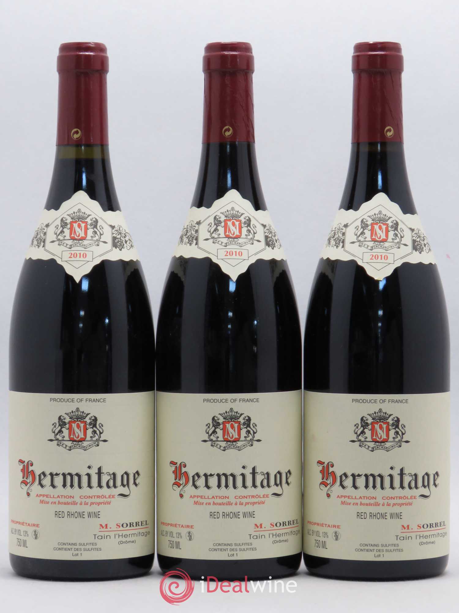 Hermitage Marc Sorrel 2010 - Lot de 3 bouteilles - 0