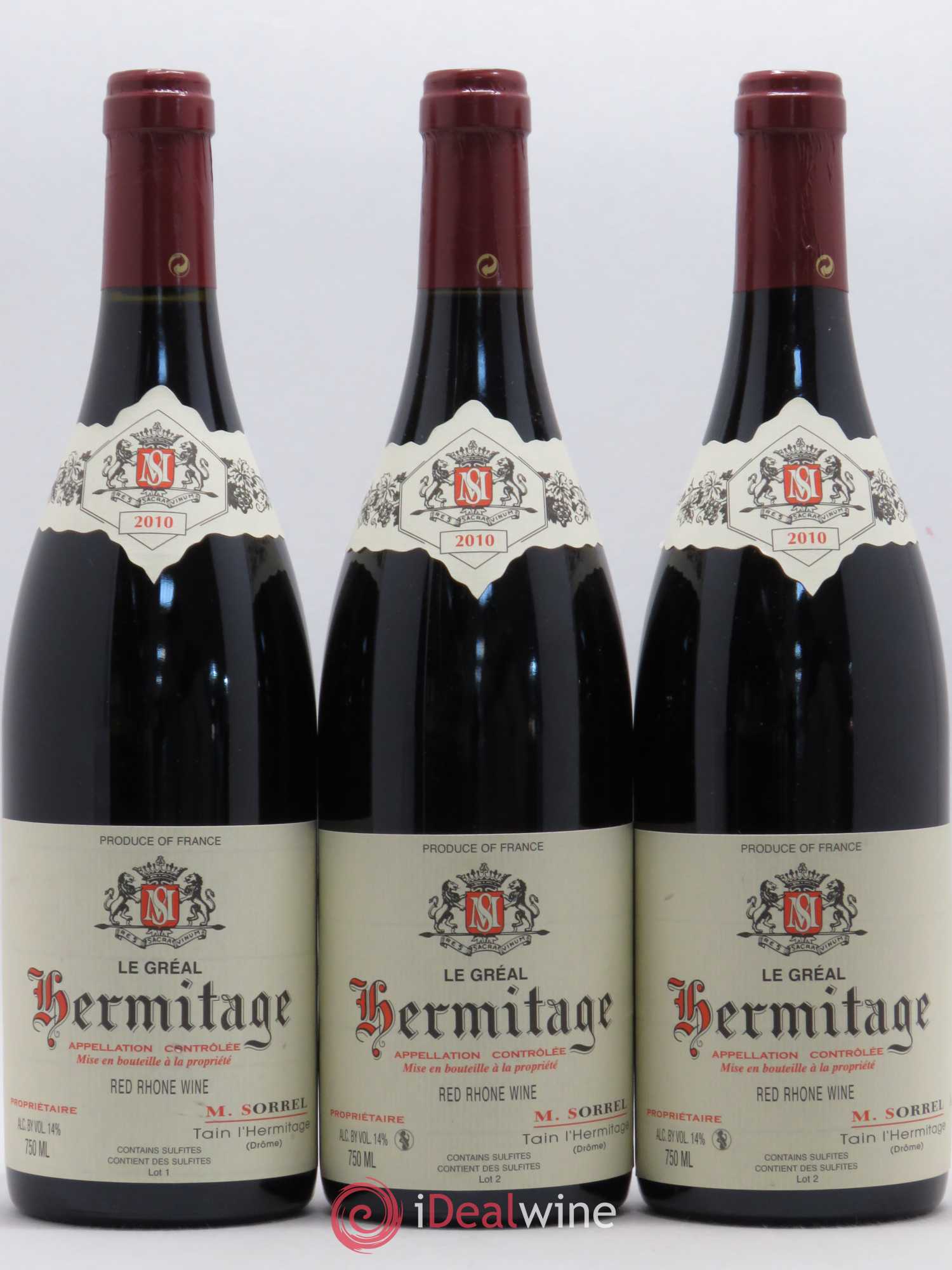 Hermitage Le Gréal Marc Sorrel 2010 - Lot de 3 bouteilles - 0