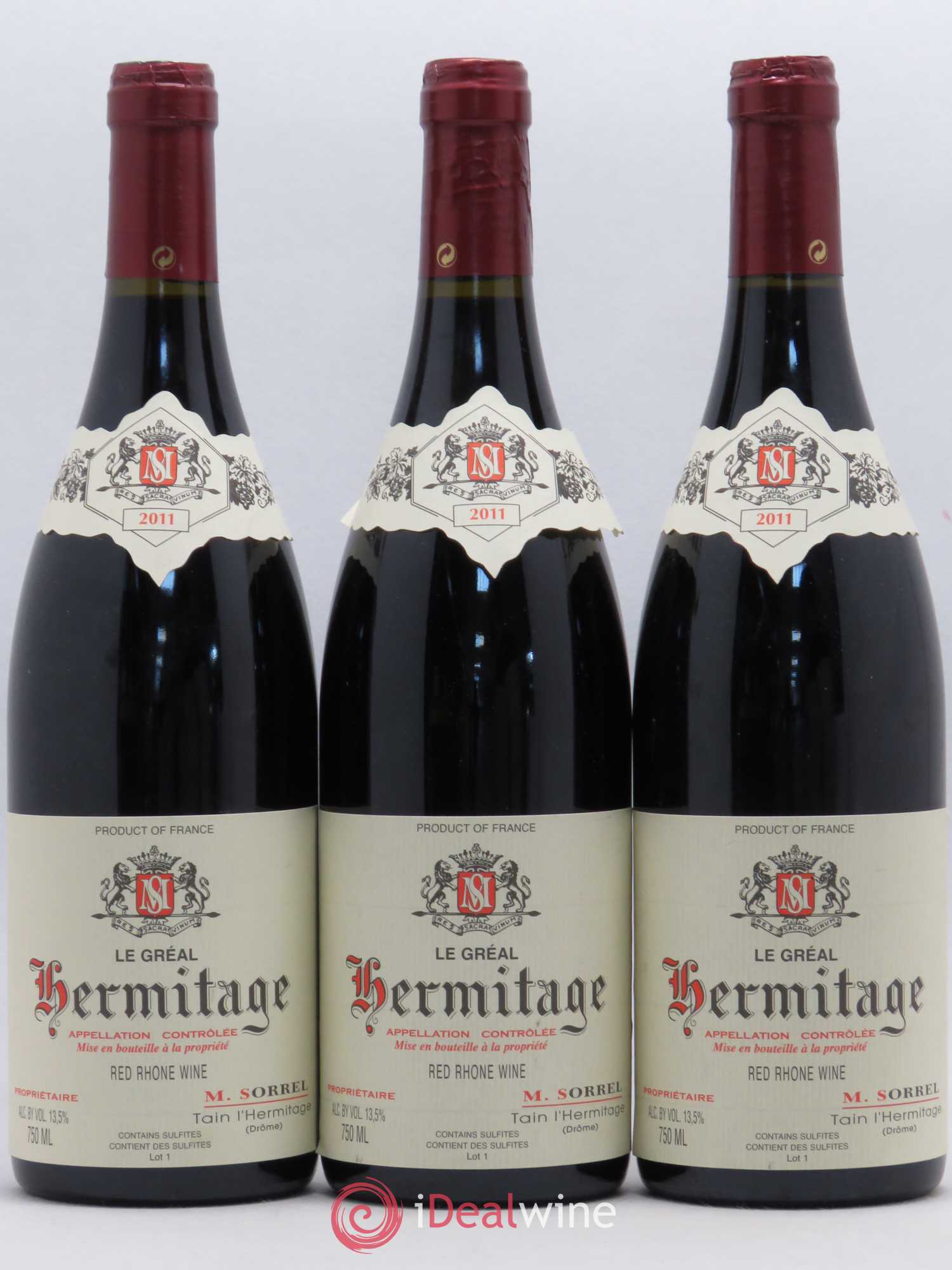 Hermitage Le Gréal Marc Sorrel 2011 - Lot de 3 bouteilles - 0