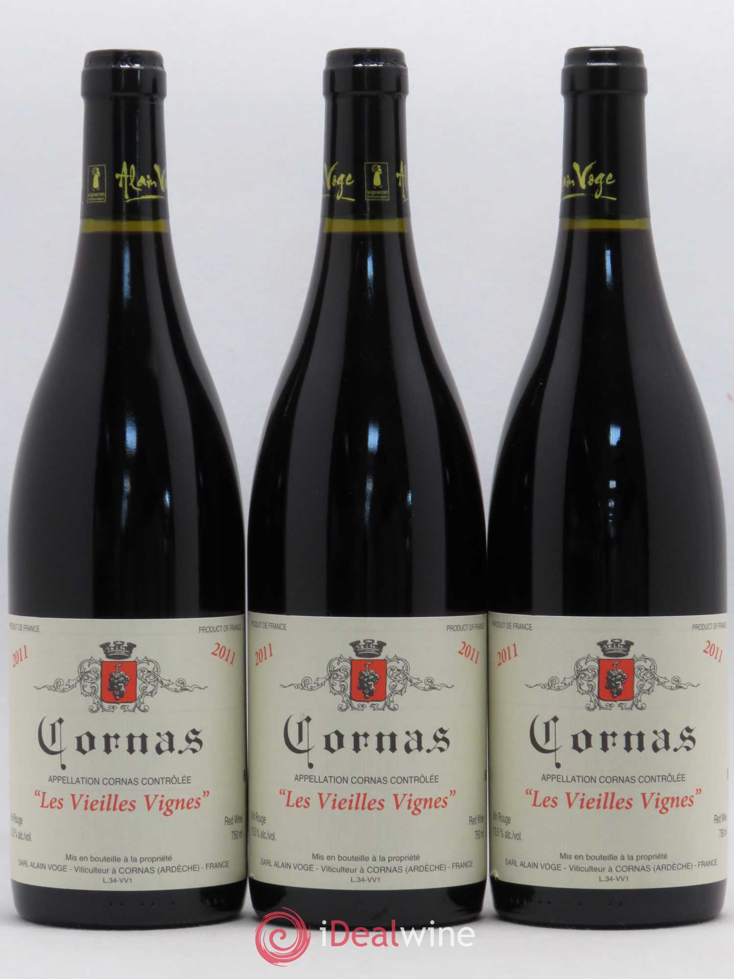 Cornas Les Vieilles Vignes Alain Voge (Domaine) 2011 - Lotto di 3 bottiglie - 0