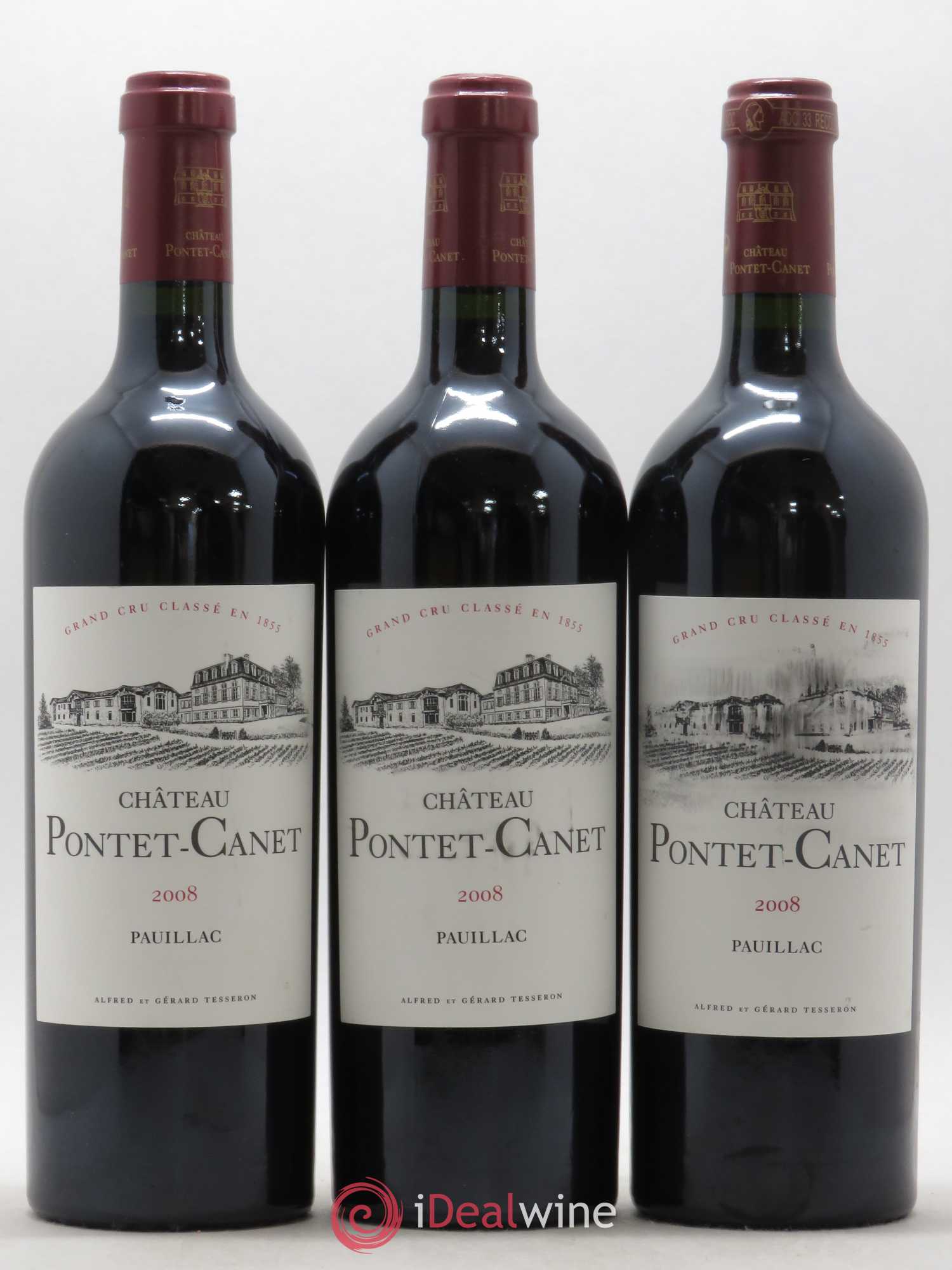 Château Pontet Canet 5ème Grand Cru Classé 2008 - Lot de 3 bouteilles - 0