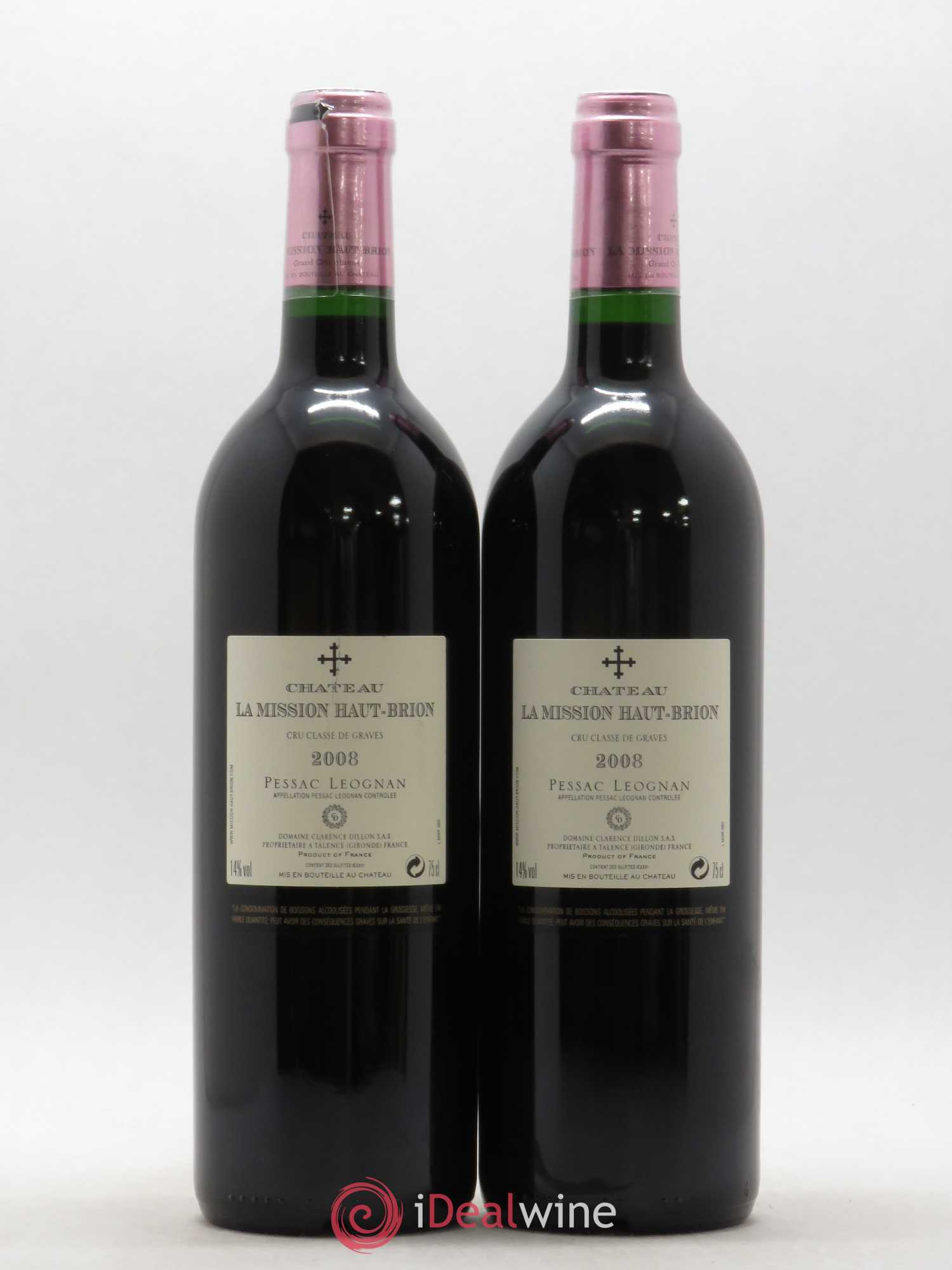 Château la Mission Haut-Brion Cru Classé de Graves 2008 - Lot de 2 bouteilles - 1