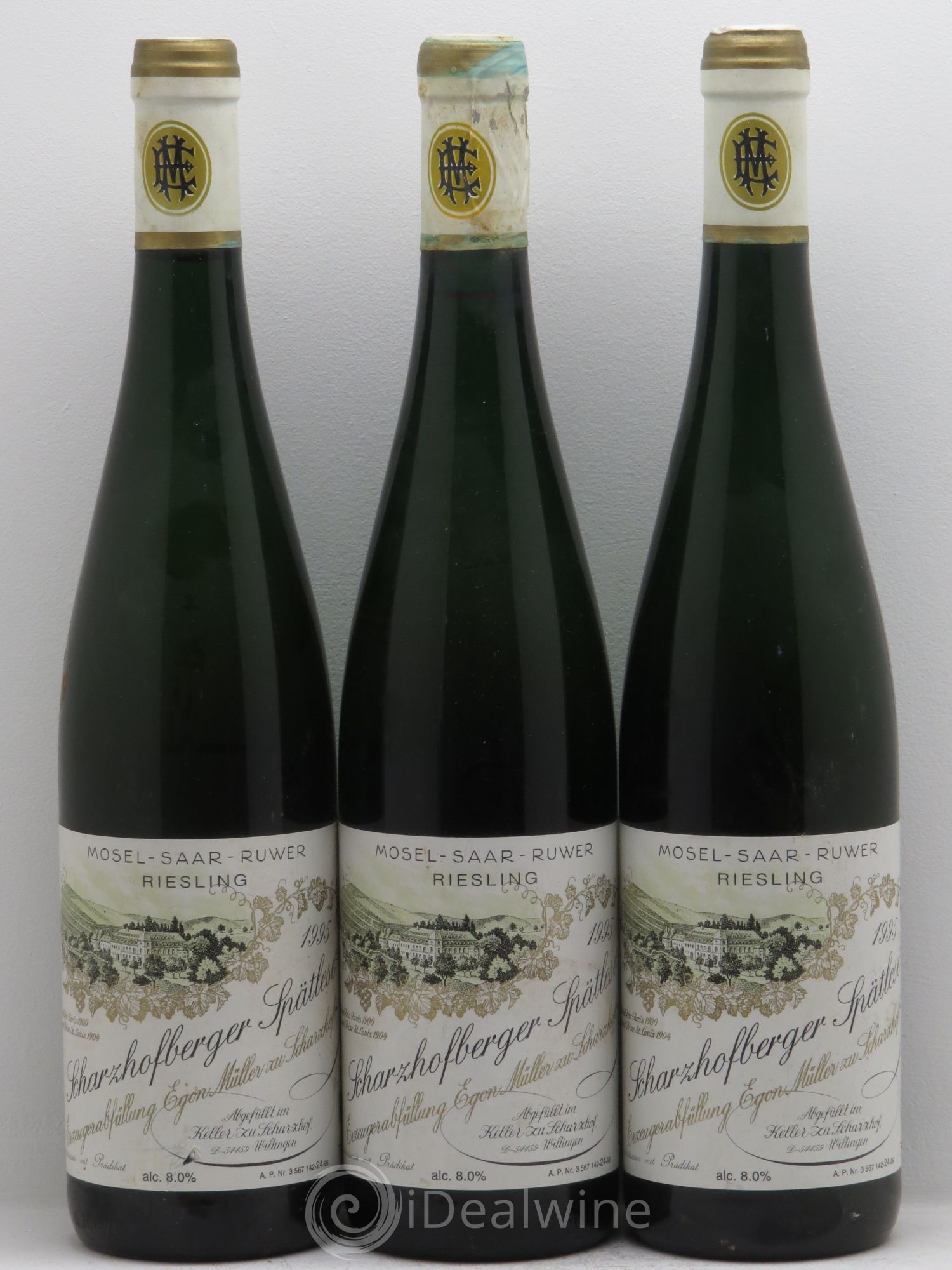 Riesling Scharzhohberger Spatlese Egon Muller 1995 - Lotto di 3 bottiglie - 0
