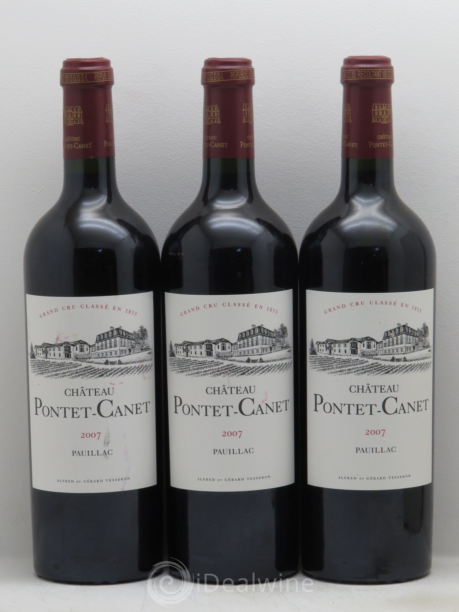 Château Pontet Canet 5ème Grand Cru Classé 2007 - Lot de 3 bouteilles - 0