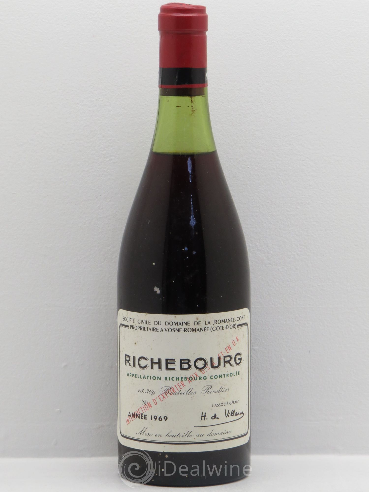 Richebourg Grand Cru Domaine de la Romanée-Conti 1969 - Lot de 1 bouteille - 0