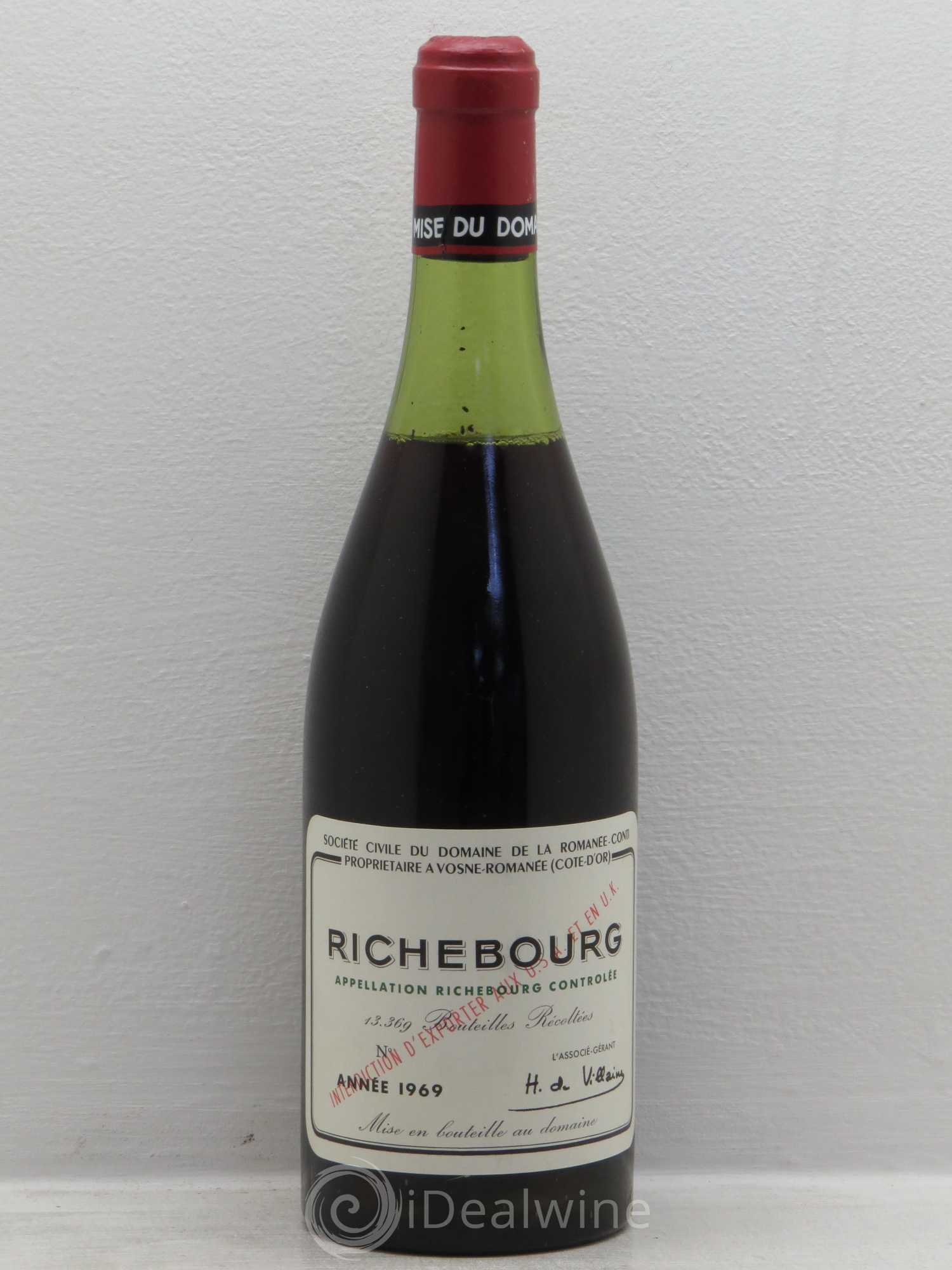 Richebourg Grand Cru Domaine de la Romanée-Conti 1969 - Lot de 1 bouteille - 0
