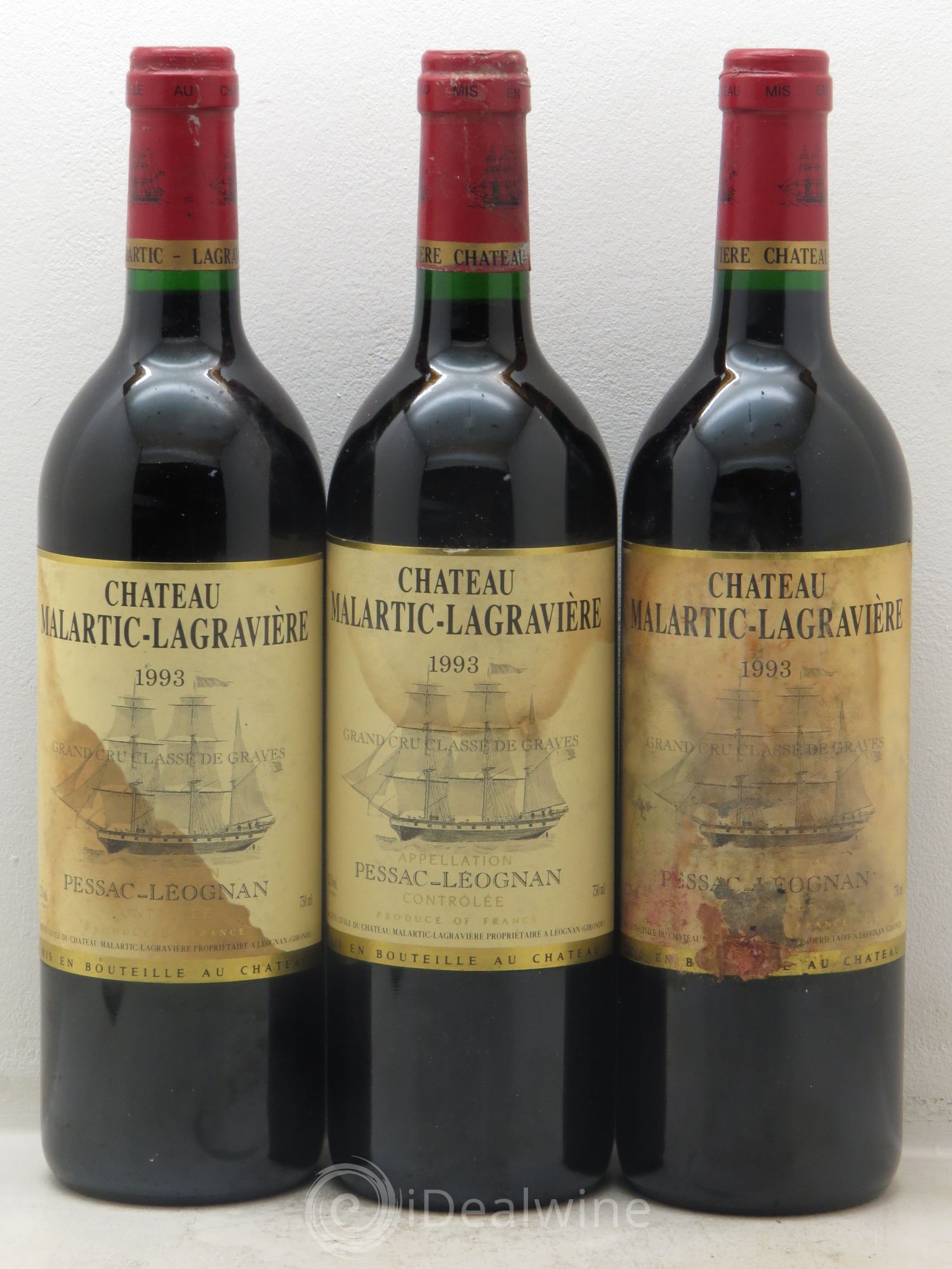 Château Malartic-Lagravière Cru Classé de Graves 1993 - Lot de 3 bouteilles - 0