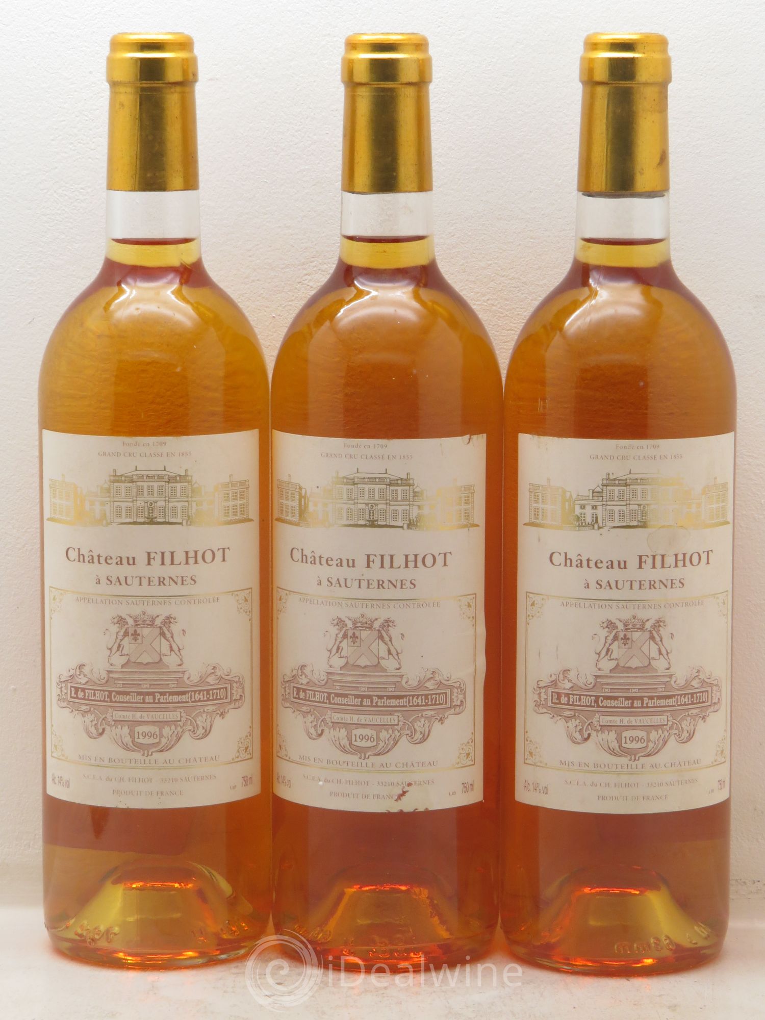 Château Filhot 2ème Grand Cru Classé 1996 - Lotto di 3 bottiglie - 0