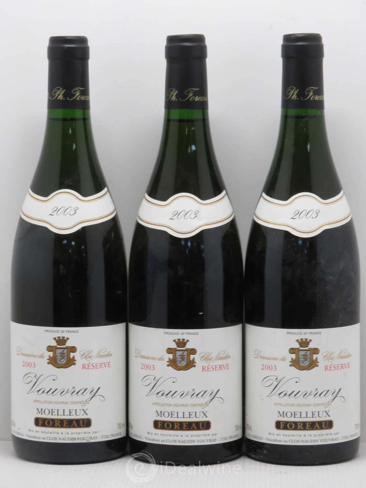 Vouvray Moelleux Réserve Clos Naudin - Philippe Foreau 2003 - Lotto di 3 bottiglie - 0