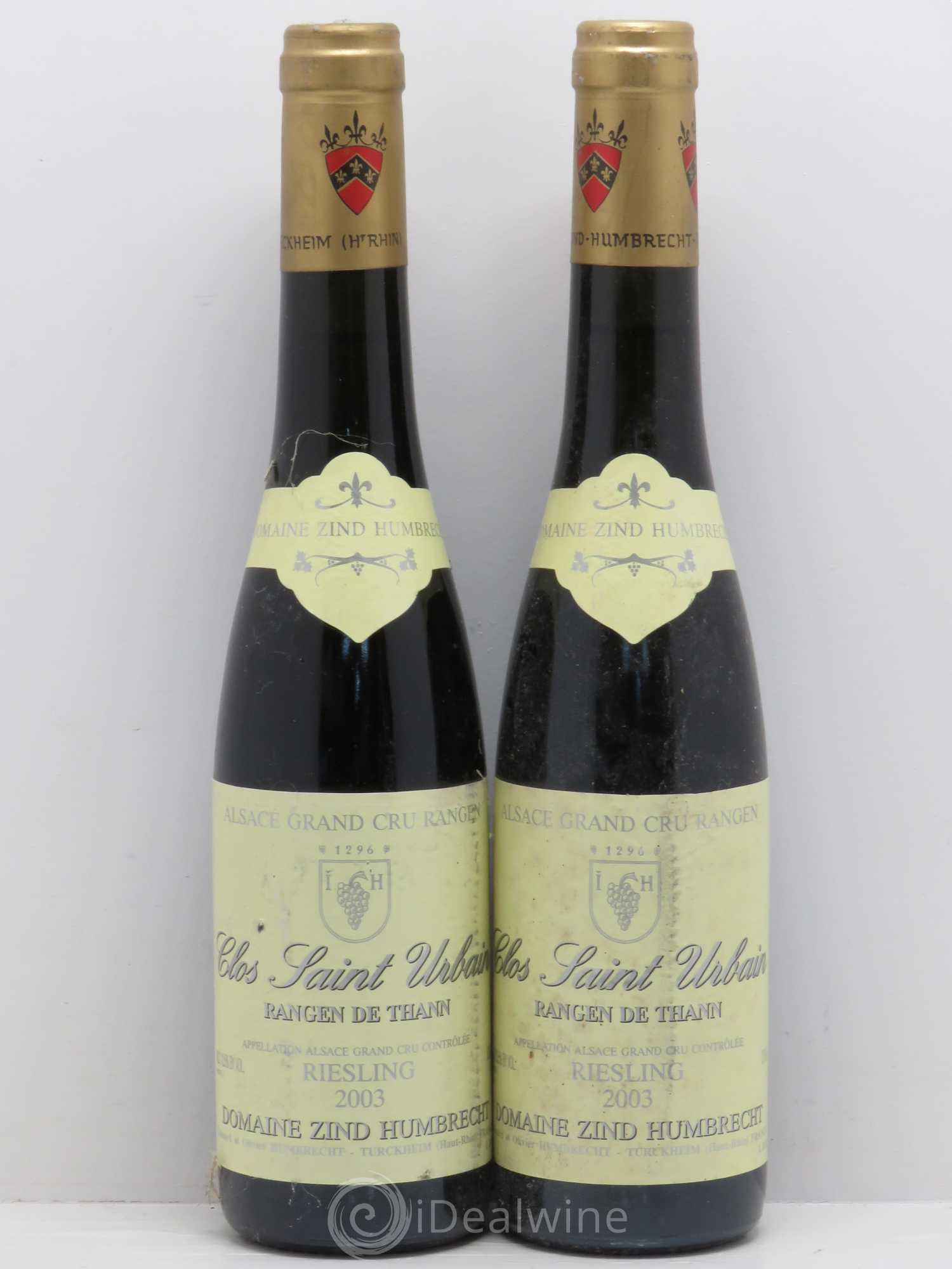 Alsace Riesling Grand Cru Rangen de Thann Clos Saint Urbain Zind-Humbrecht (Domaine)  (sans prix de réserve) 2003 - Lot de 5 demi bouteilles - 2