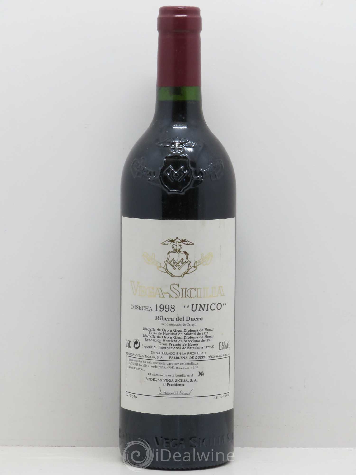 Ribera Del Duero DO Vega Sicilia Unico Famille Alvarez 1998 - Lot de 1 bouteille - 0