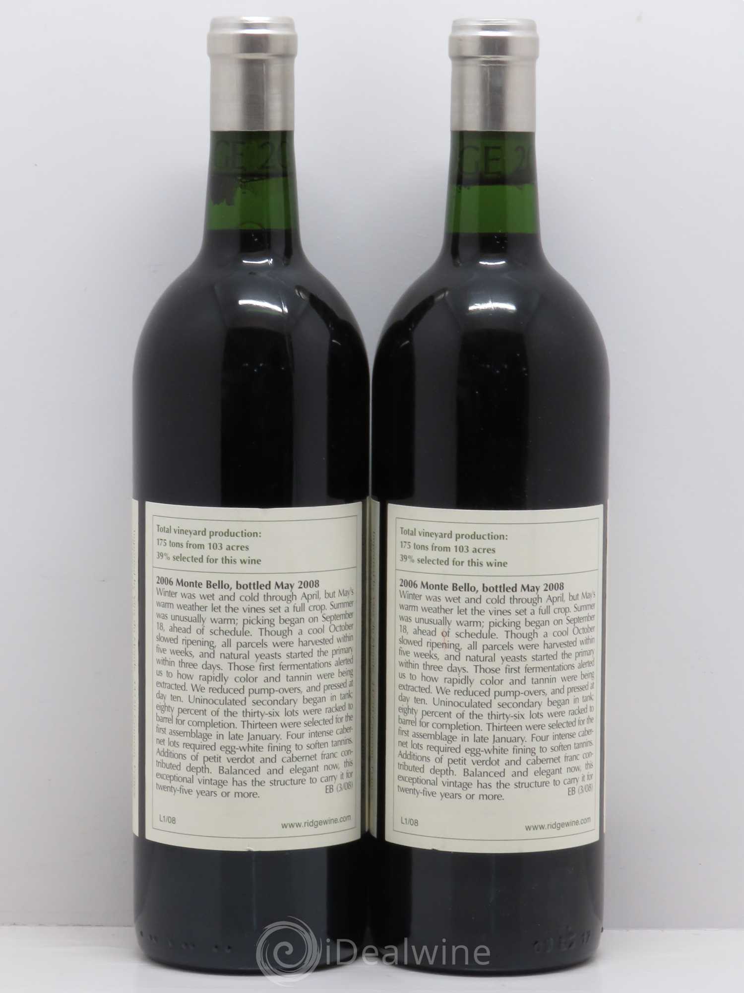 USA Montebello Ridge 2006 - Lot de 2 bouteilles - 1