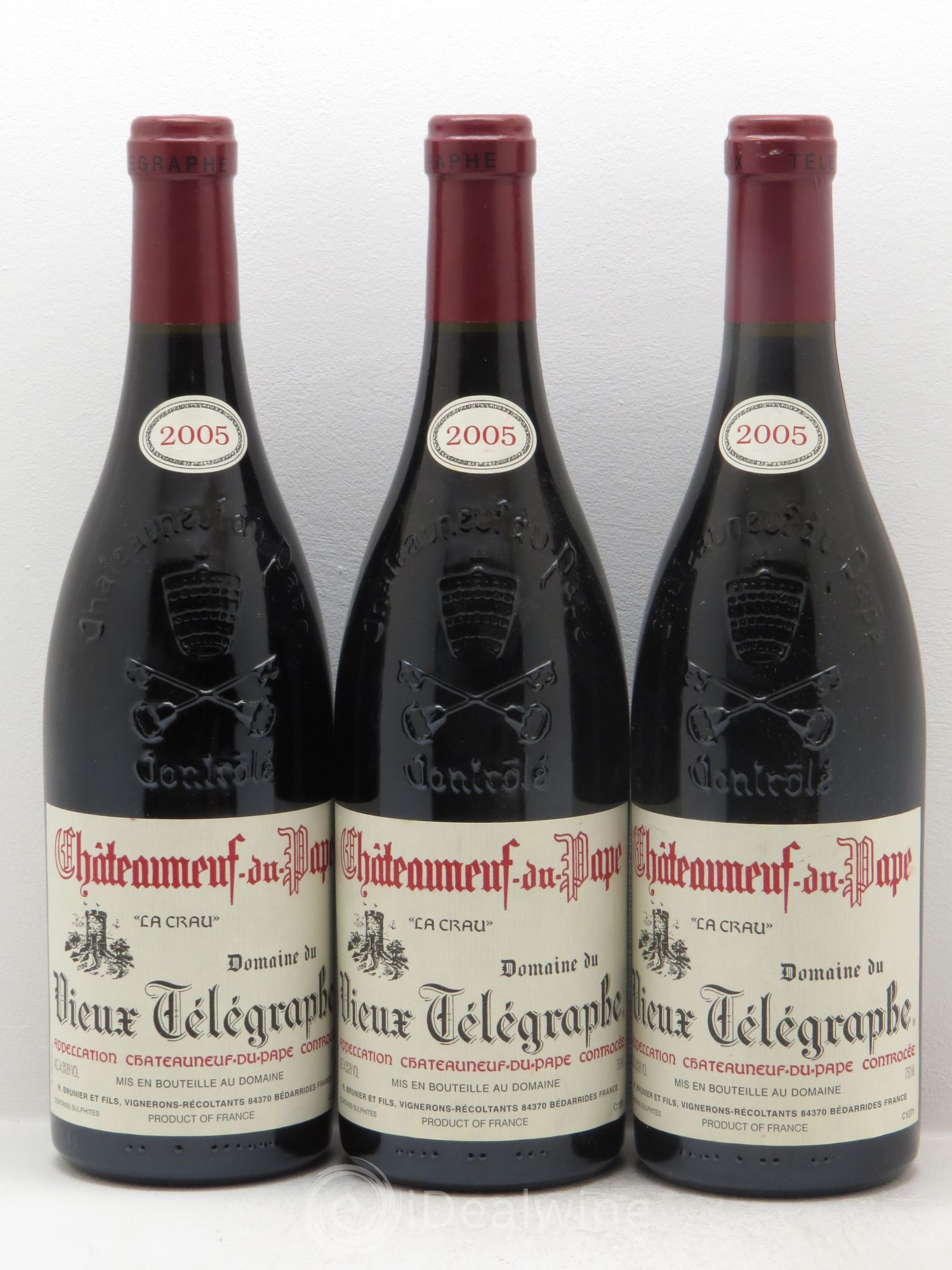Châteauneuf-du-Pape Vieux Télégraphe (Domaine du) Vignobles Brunier 2005 - Lot de 3 bouteilles - 0