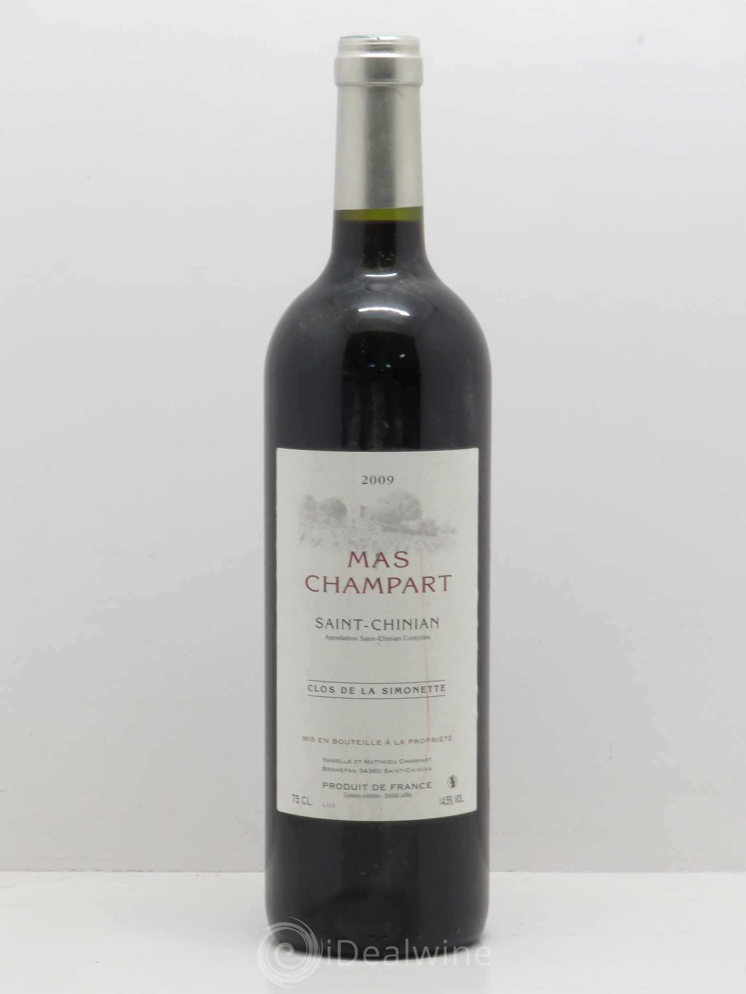 Saint-Chinian Mas Champart Clos de La Simonette Isabelle et Mathieu Champart 2009 - Lot de 1 bouteille - 0