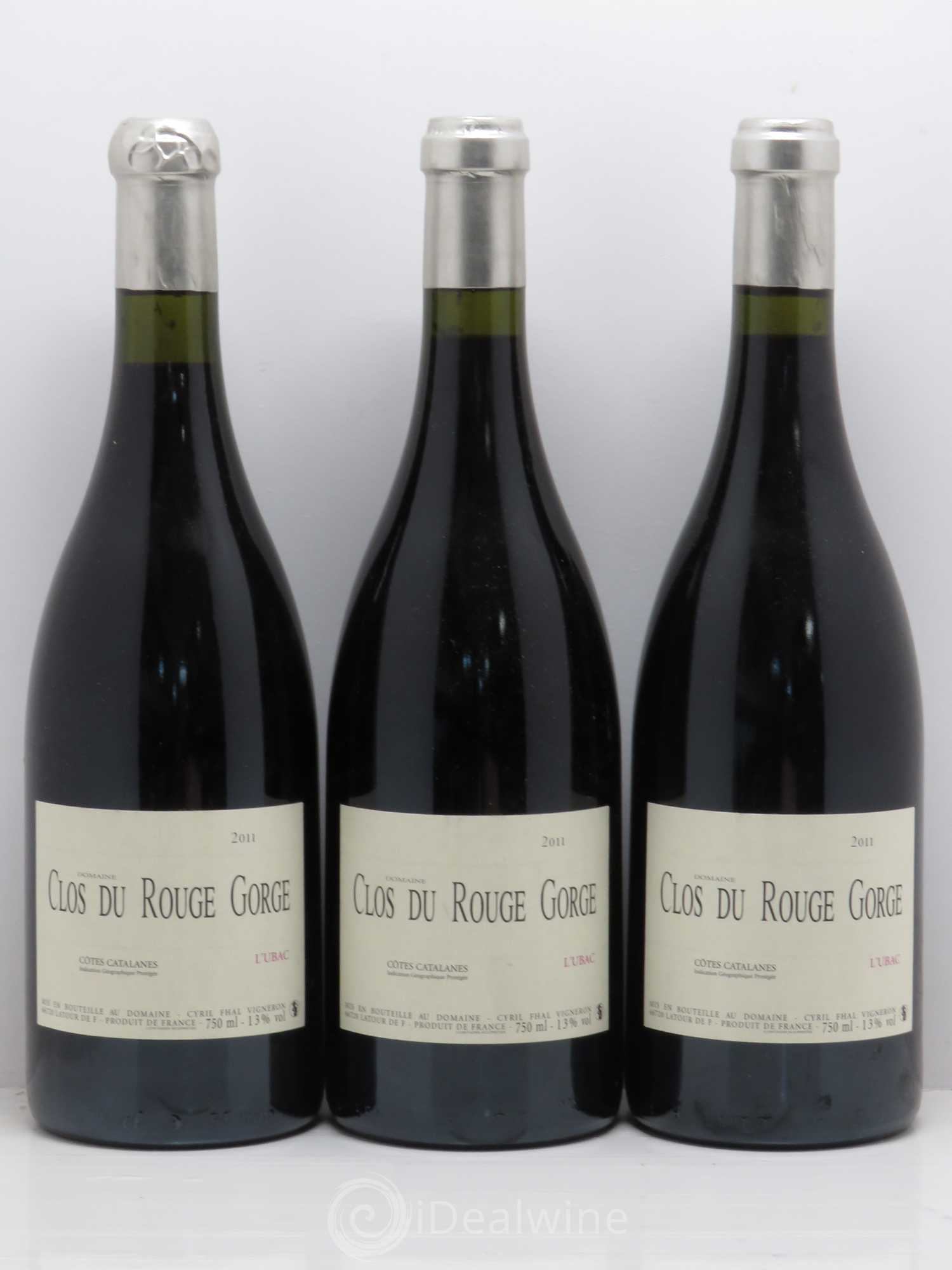 Côtes Catalanes Clos du Rouge Gorge L'Ubac Cyril Fhal (sans prix de réserve) 2011 - Lot de 3 bouteilles - 0