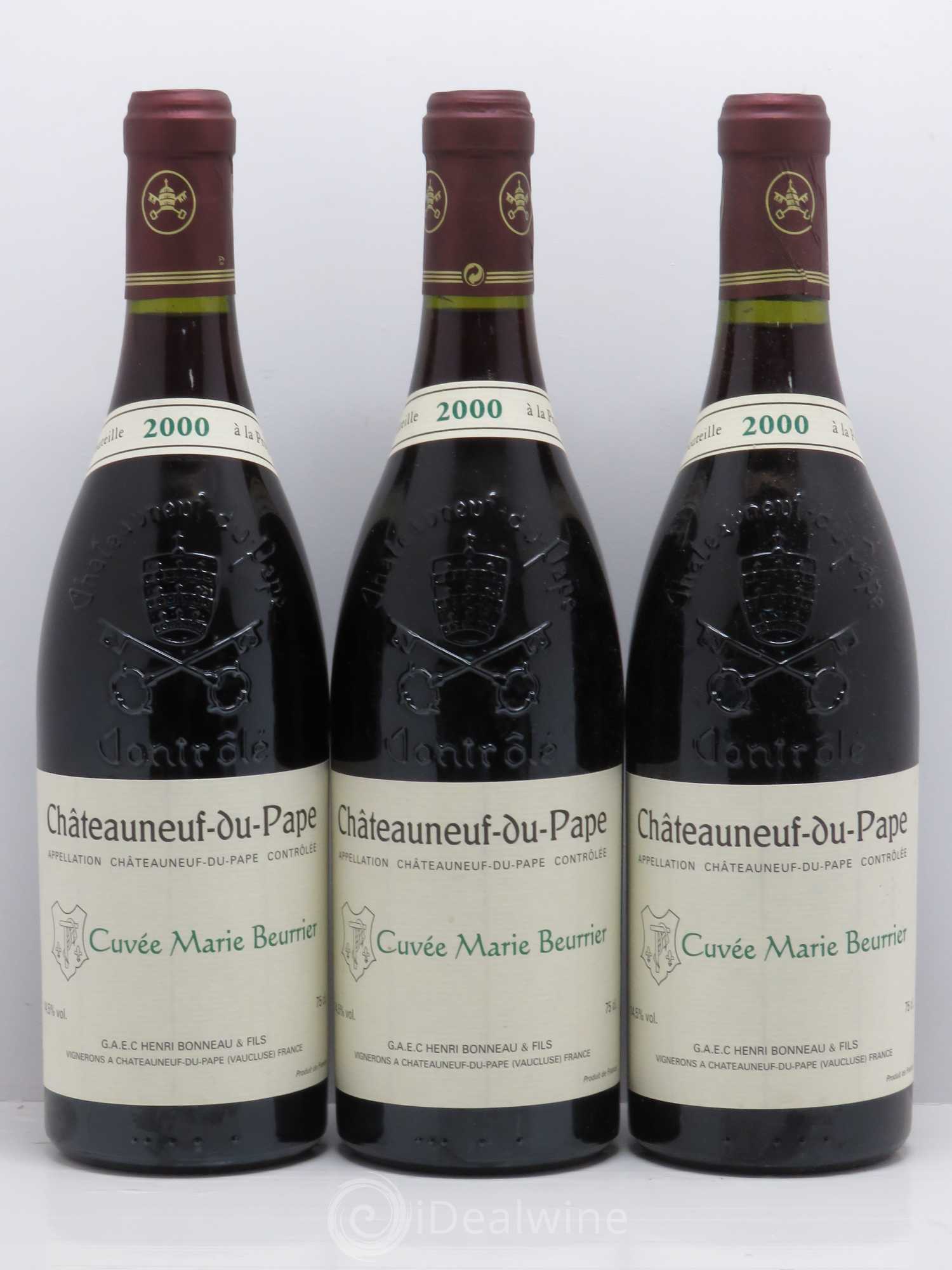 Châteauneuf-du-Pape Marie Beurrier Henri Bonneau & Fils 2000 - Lot de 3 bouteilles - 0