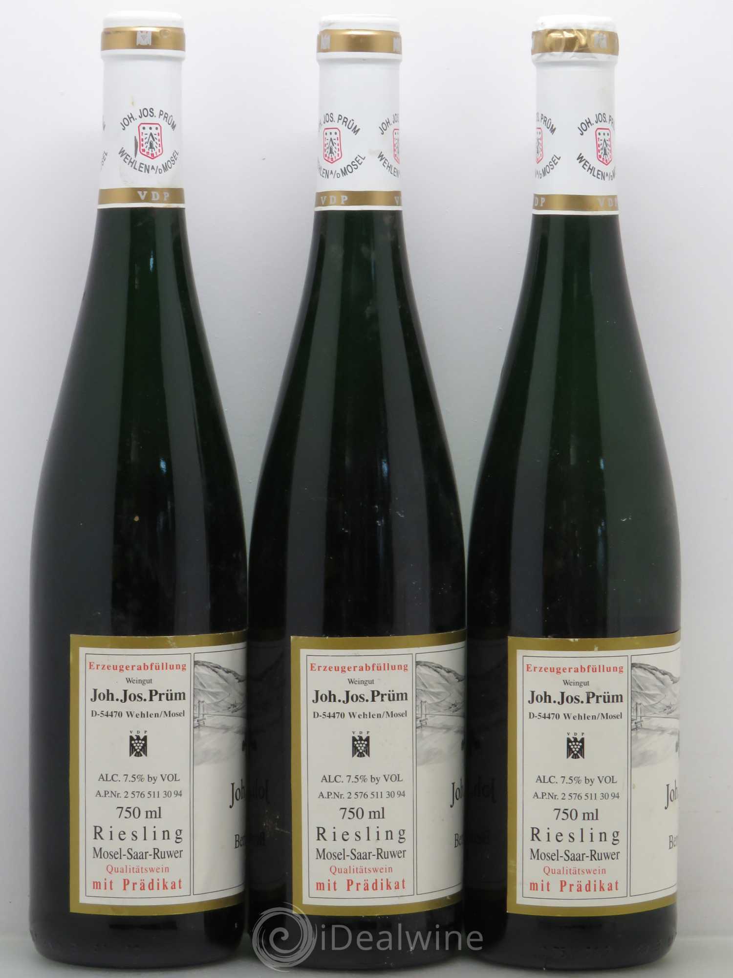 Allemagne Mosel-Saar Joh Jos Prüm Berncasteler Lay Auslese 1993 - Posten von 3 Flaschen - 1