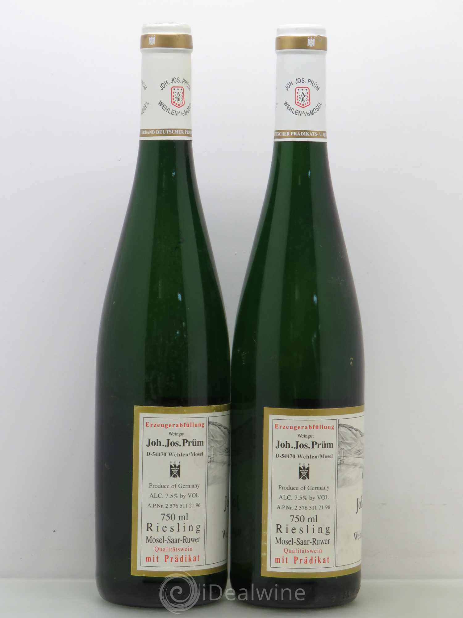 Allemagne Mosel-Saar Joh Jos Prüm Wehlener Sonnenuhr Auslese 1993 - Posten von 2 Flaschen - 1