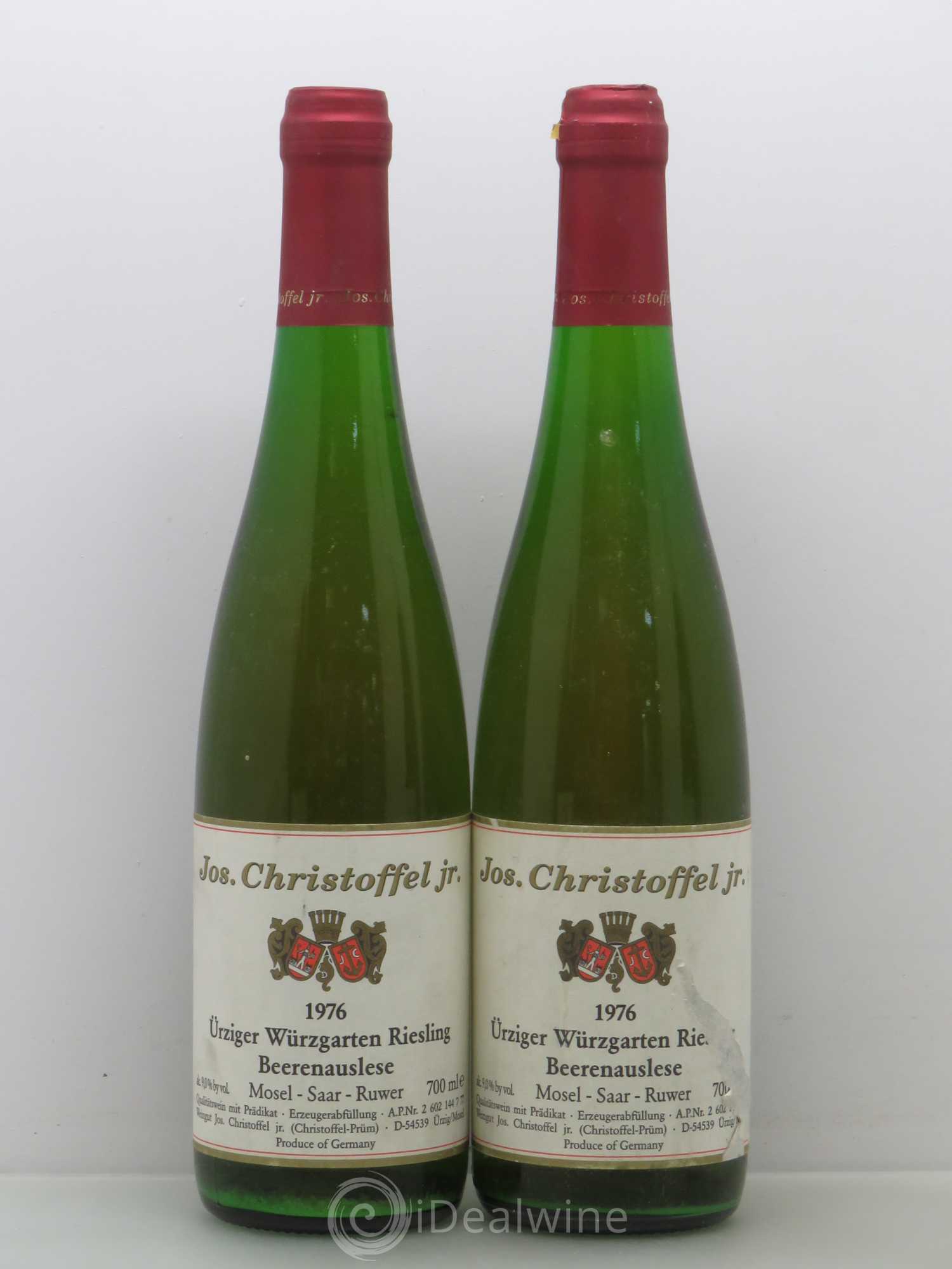 Allemagne Mosel-Saar Jos. Christoffel Jr. Urziger Wurzgarten Riesling Beerenauslese 1976 - Posten von 2 Flaschen - 0