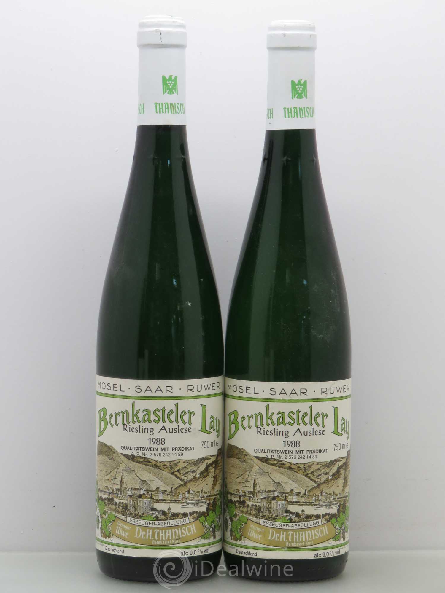Allemagne Mosel-Saar Thanisch Bernkasteler Lay Riesling Auslese 1988 - Posten von 2 Flaschen - 0