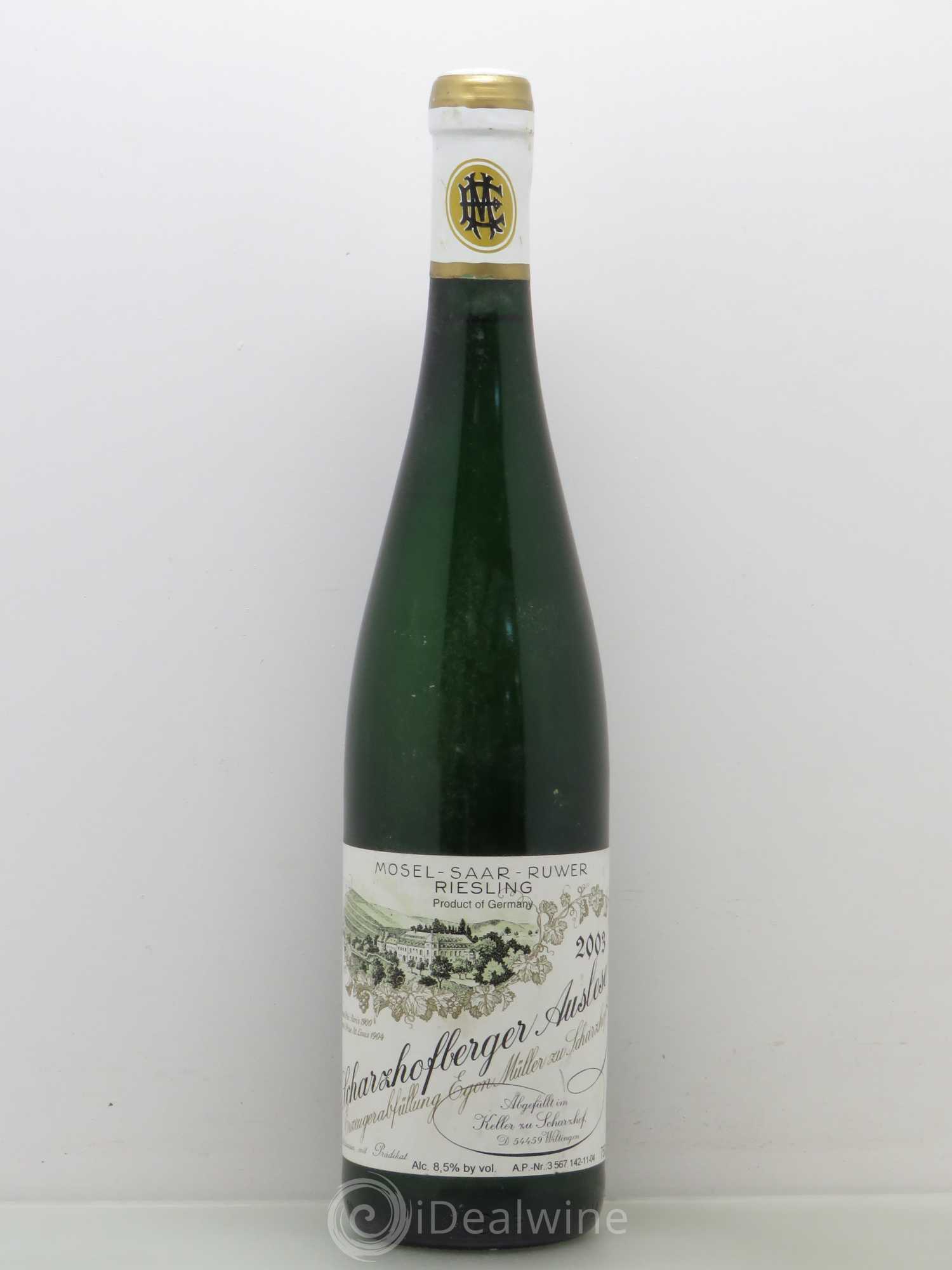 Allemagne Mosel-Saar Egon Müller Schwarzorfberger Auslese 2003 - Posten von 1 Flasche - 0