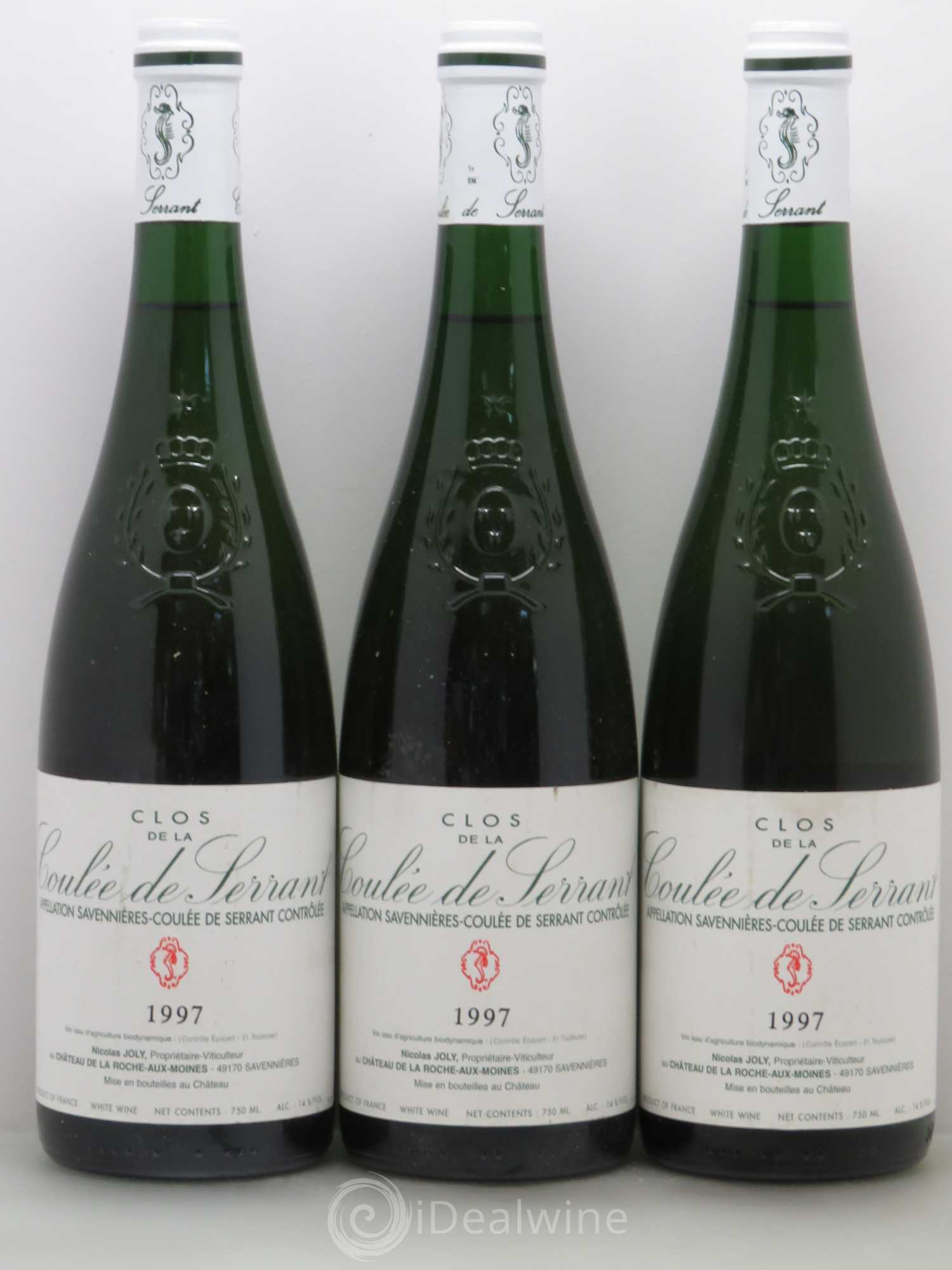 Savennières Clos de la Coulée de Serrant Vignobles de la Coulée de Serrant - Nicolas Joly 1997 - Lot de 3 bouteilles - 0