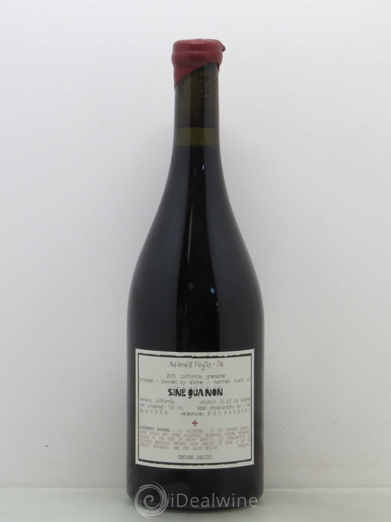 USA SinequaNon Atlantis Grenache 2005 - Posten von 1 Flasche - 1