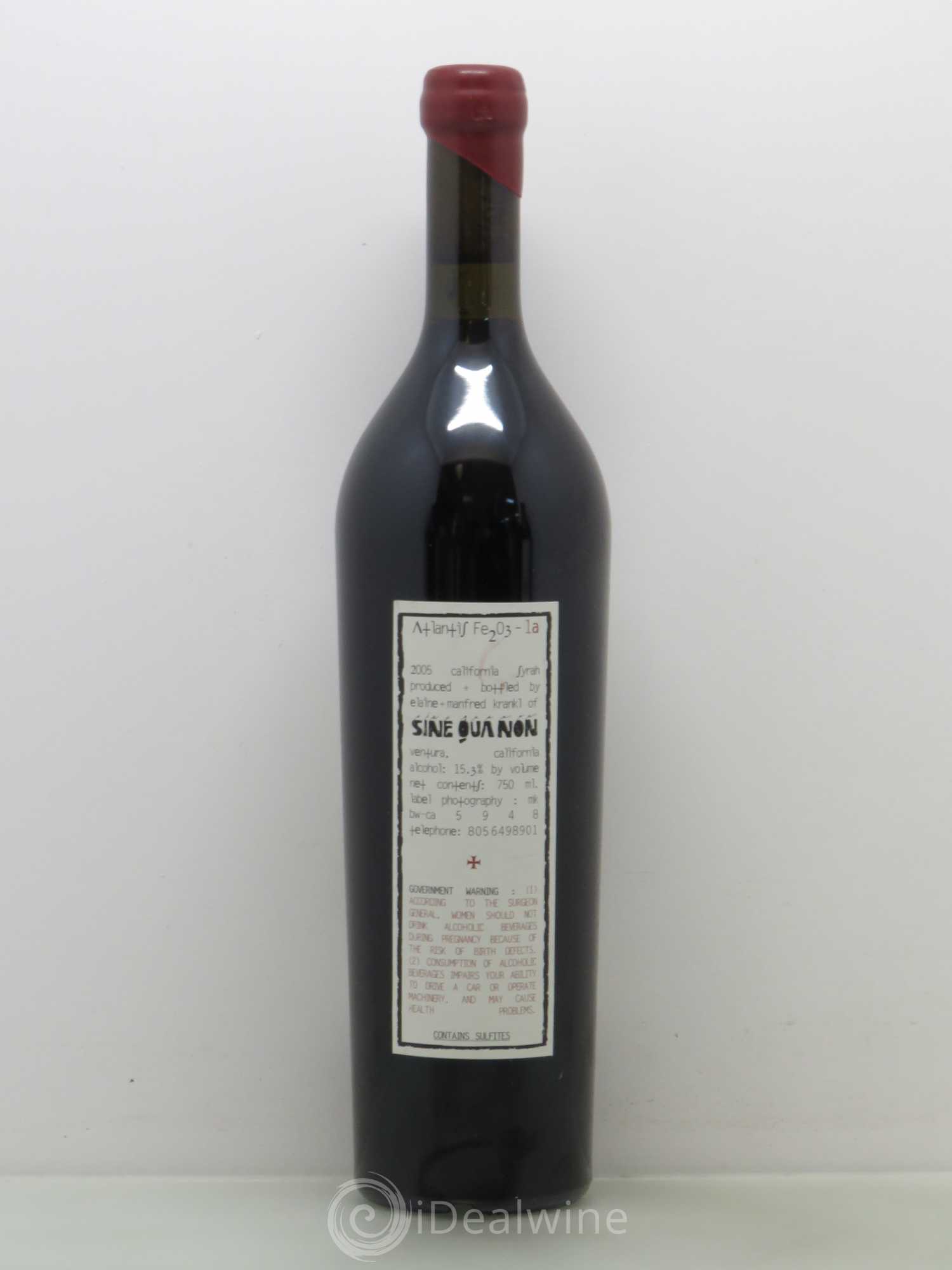 USA SinequaNon Atlantis Shiraz 1A 2005 - Posten von 1 Flasche - 1