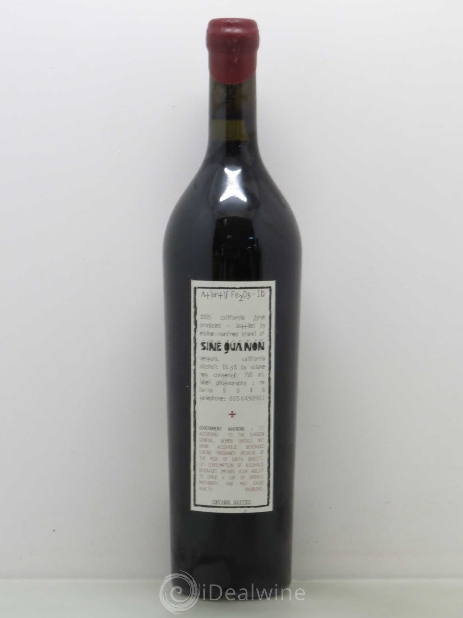 USA SinequaNon Atlantis Shiraz 1B 2005 - Posten von 1 Flasche - 1