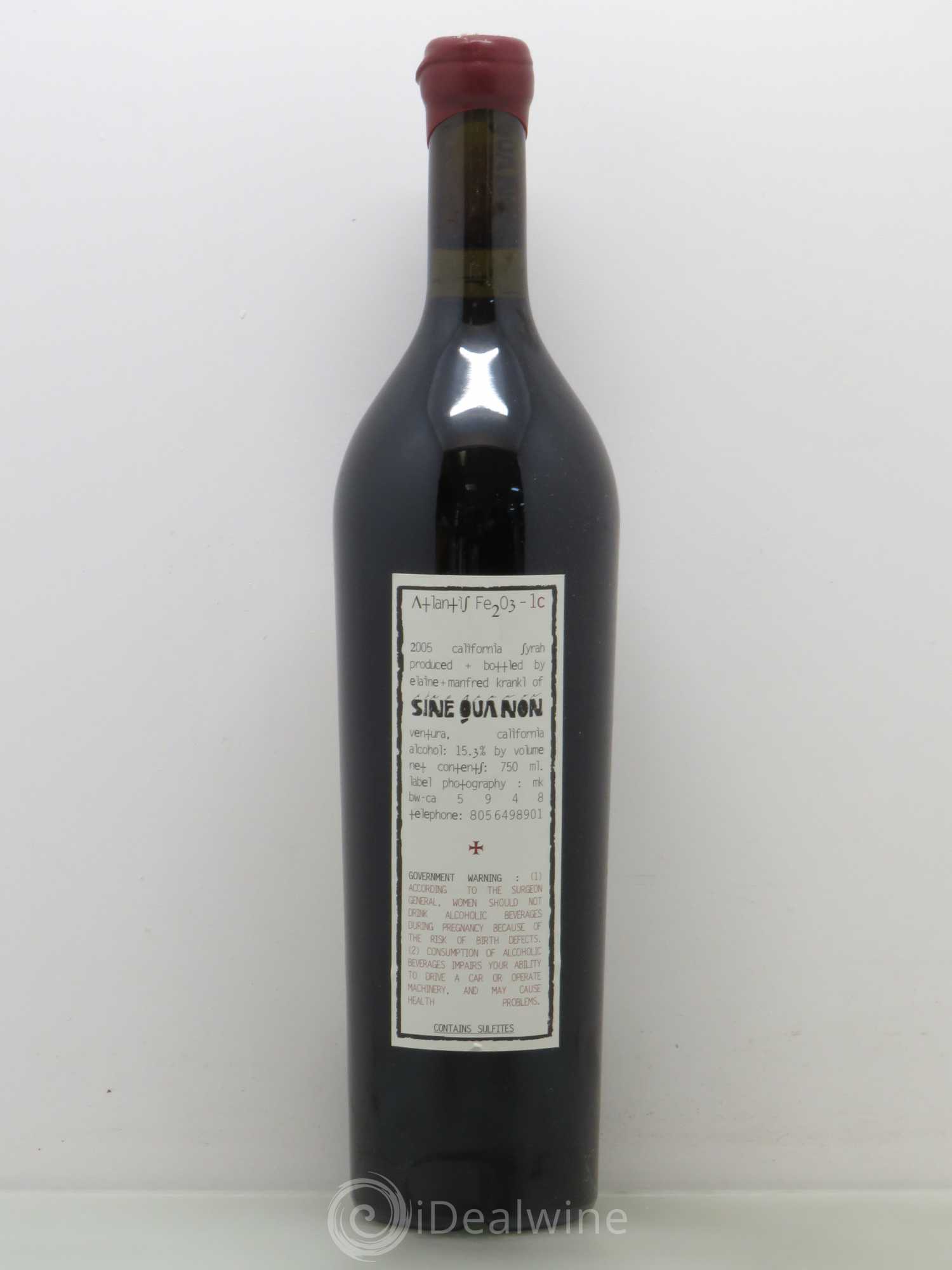 USA SinequaNon Atlantis Shiraz 1C 2005 - Posten von 1 Flasche - 1
