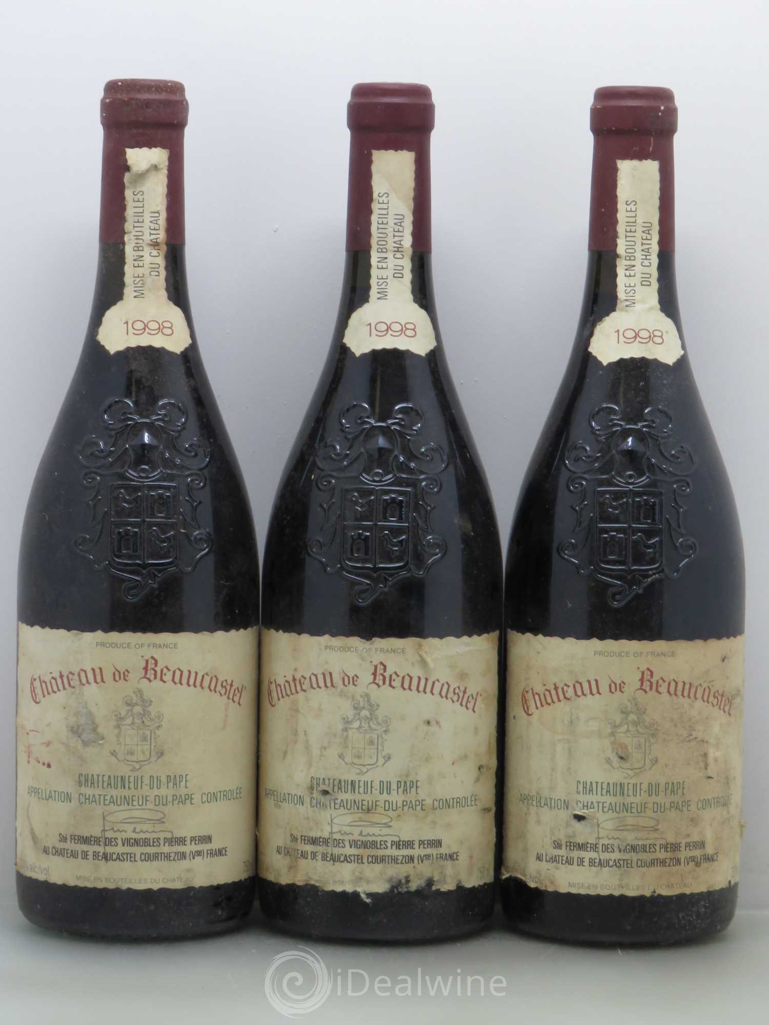 Châteauneuf-du-Pape Château de Beaucastel Famille Perrin 1998 - Lot de 3 bouteilles - 0