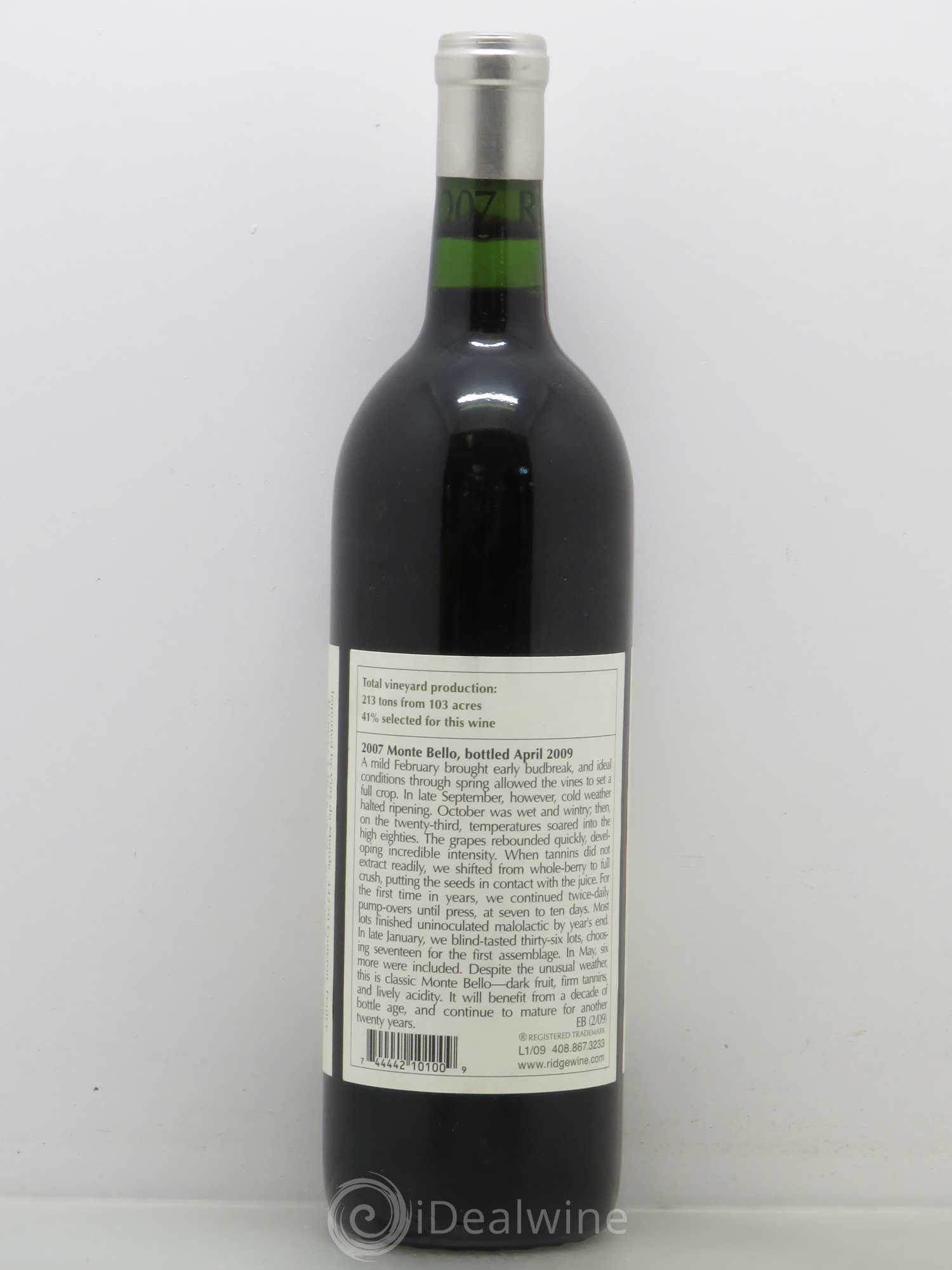 USA Montebello Ridge 2007 - Lot de 1 bouteille - 1