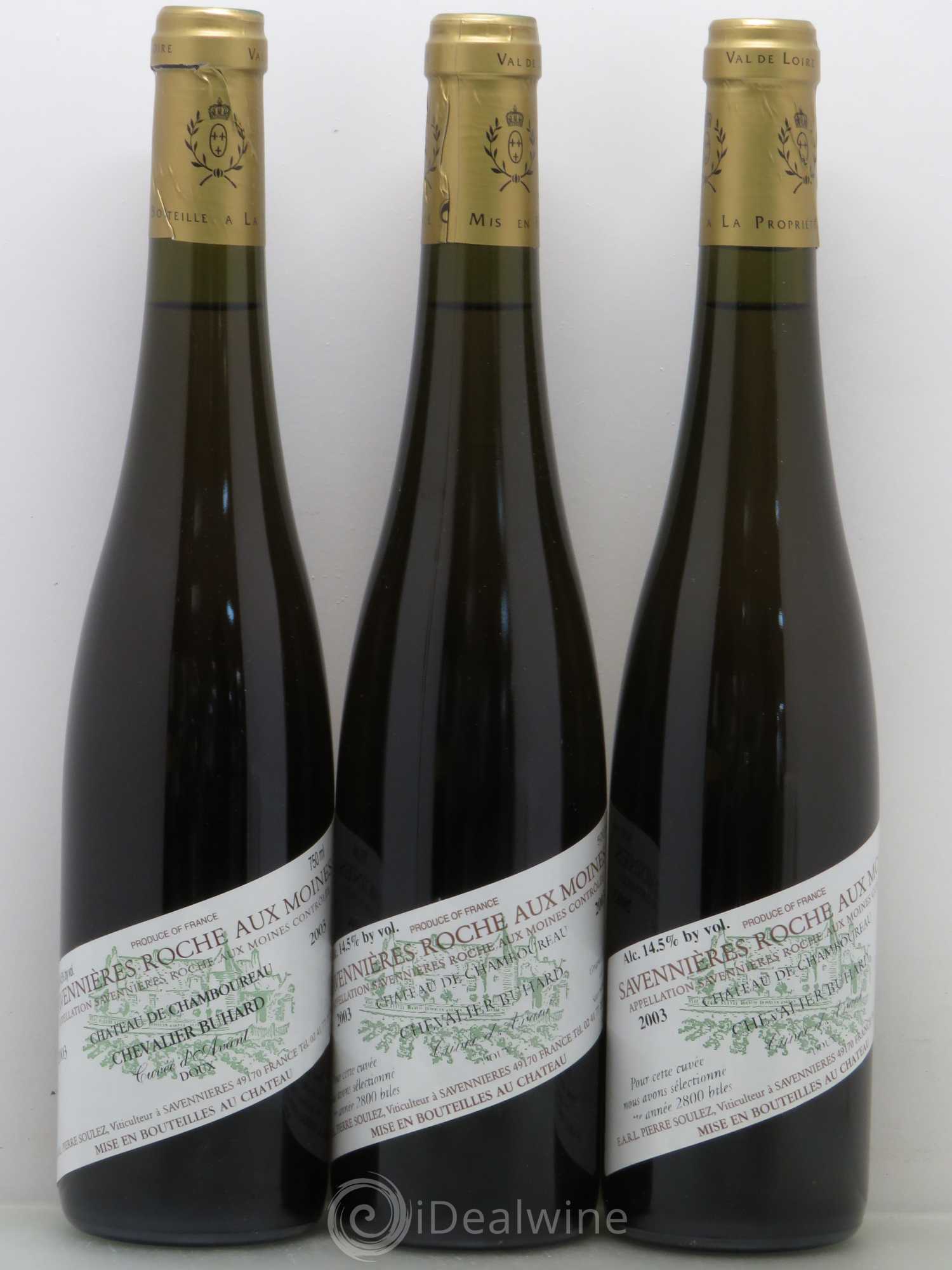 Savennières Roche aux Moines Château de Chamboureau Chevalier Buhard (50cl) doux (sans prix de réserve) 2003 - Lotto di 6 bottiglie - 2