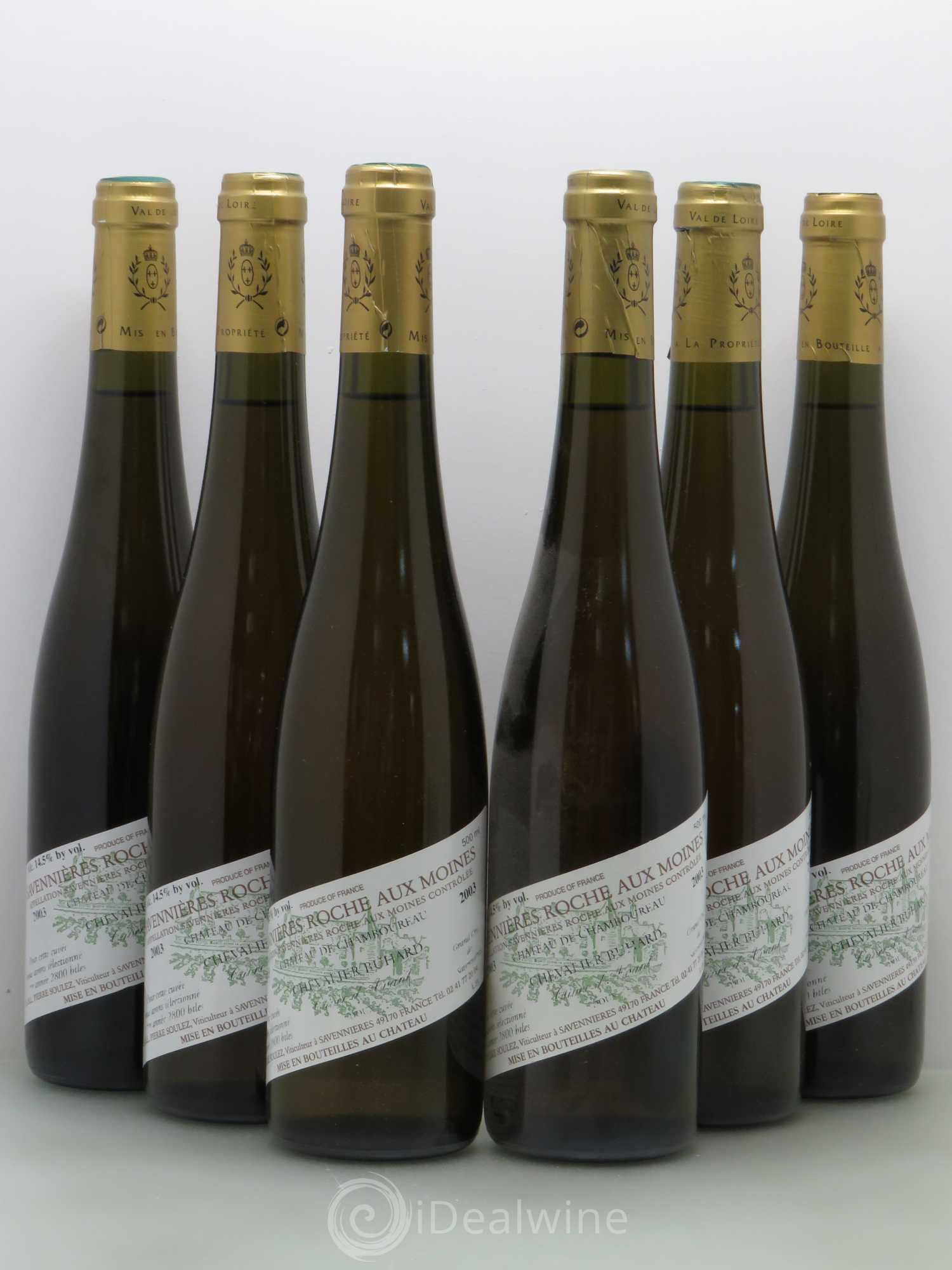 Savennières Roche aux Moines Château de Chamboureau Chevalier Buhard (50cl) Doux (sans prix de réserve) 2003 - Lotto di 6 bottiglie - 0