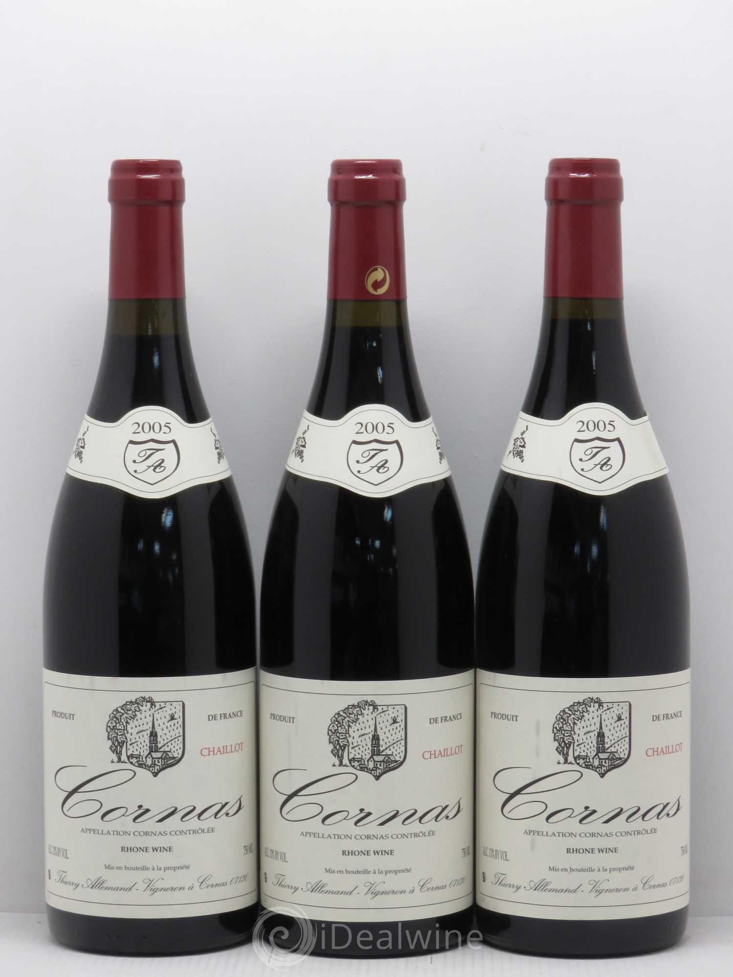 Cornas Chaillot Thierry Allemand 2005 - Lot de 3 bouteilles - 0