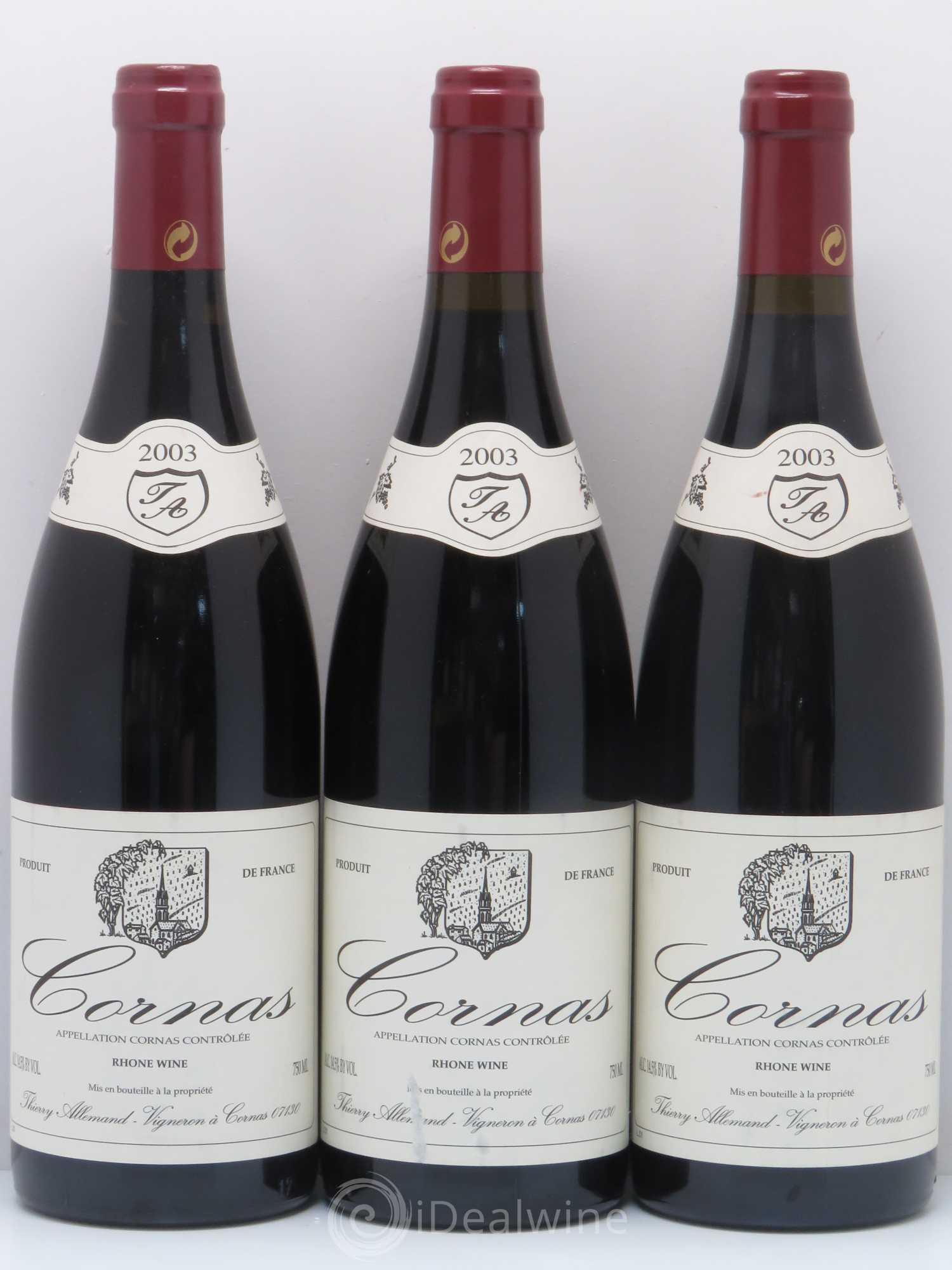 Cornas Thierry Allemand 2003 - Lot de 3 bouteilles - 0
