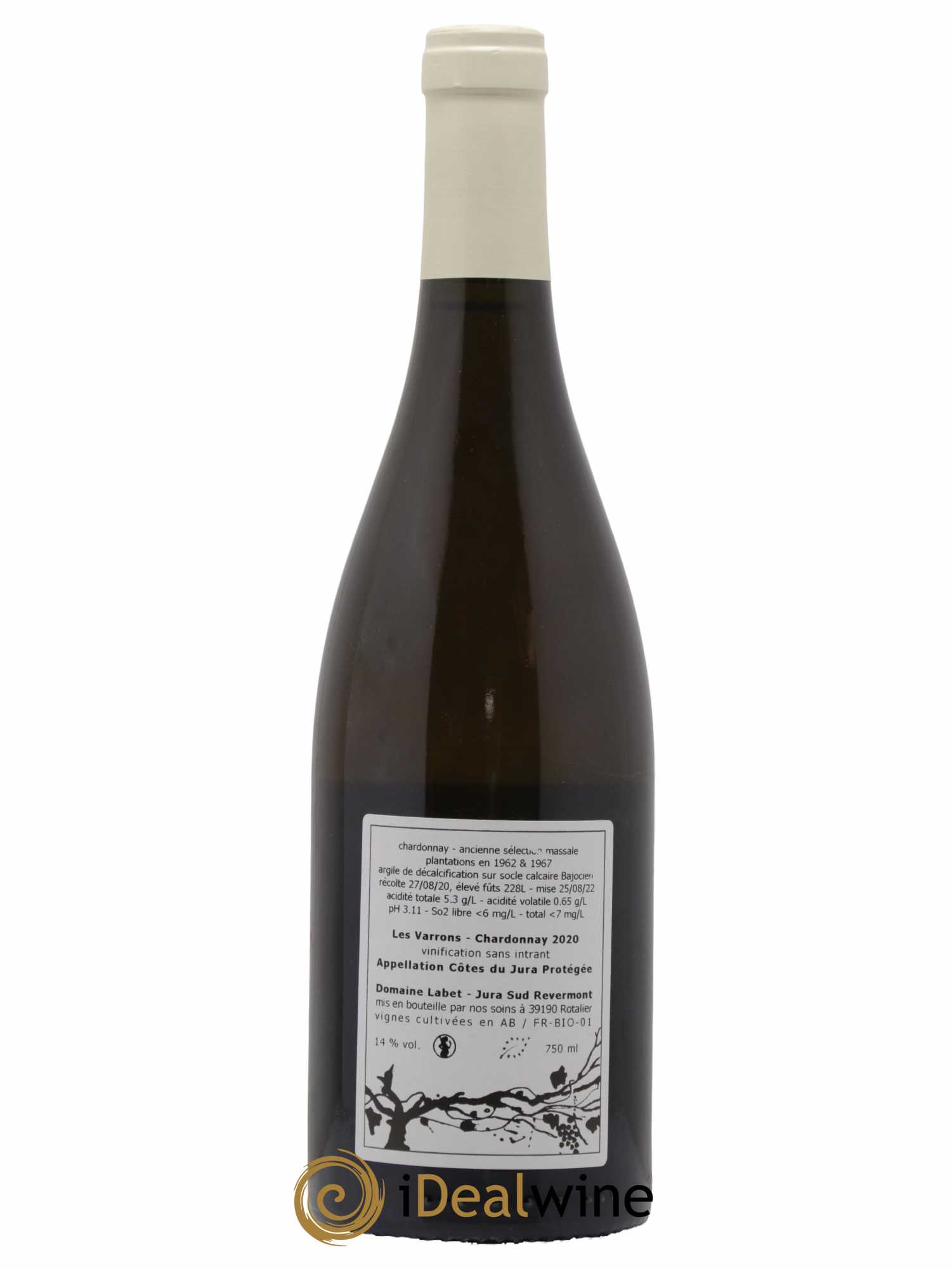 Côtes du Jura Chardonnay Les Varrons Romain - Julien - Charline Labet 2020 - Lot de 1 bouteille - 1