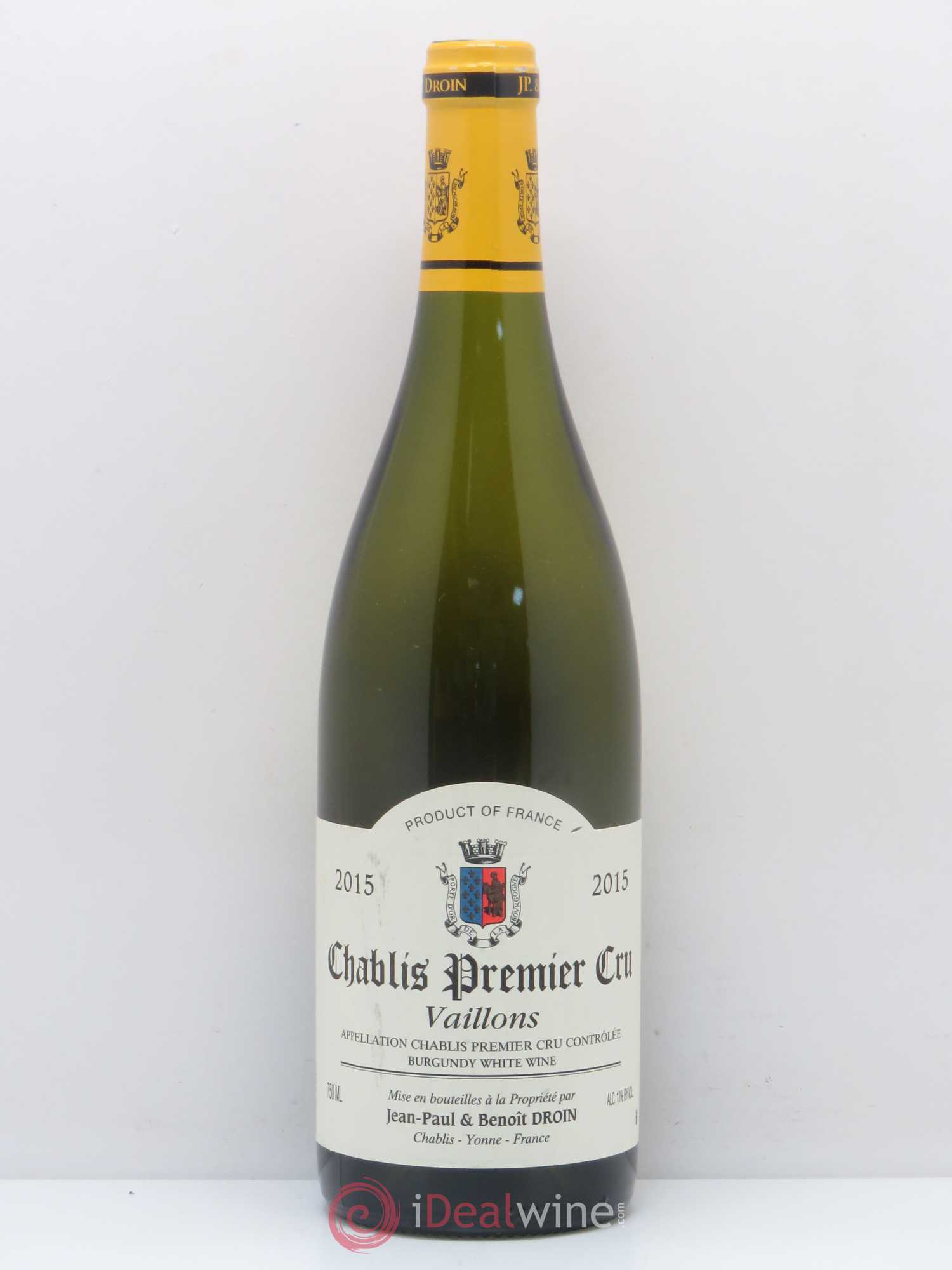 Chablis 1er Cru Vaillons Jean-Paul & Benoît Droin (Domaine) 2015 - Posten von 1 Flasche - 0