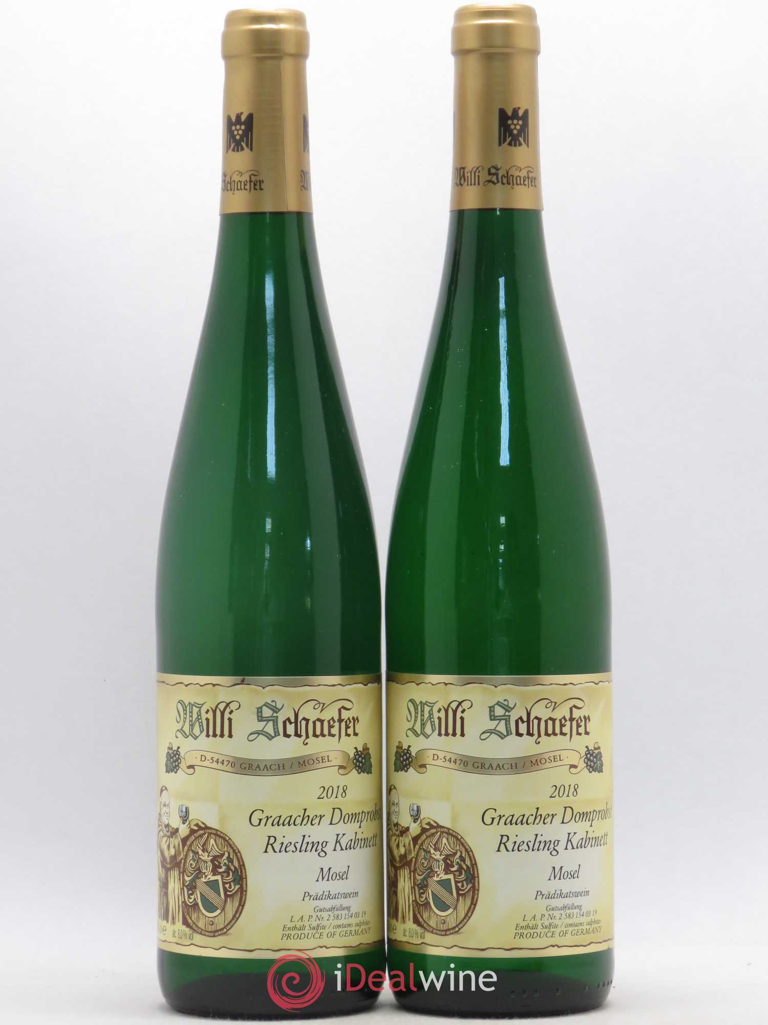 Riesling Willi Schaefer Graacher Domprobst Kabinett 2018 - Lot de 2 bouteilles - 0