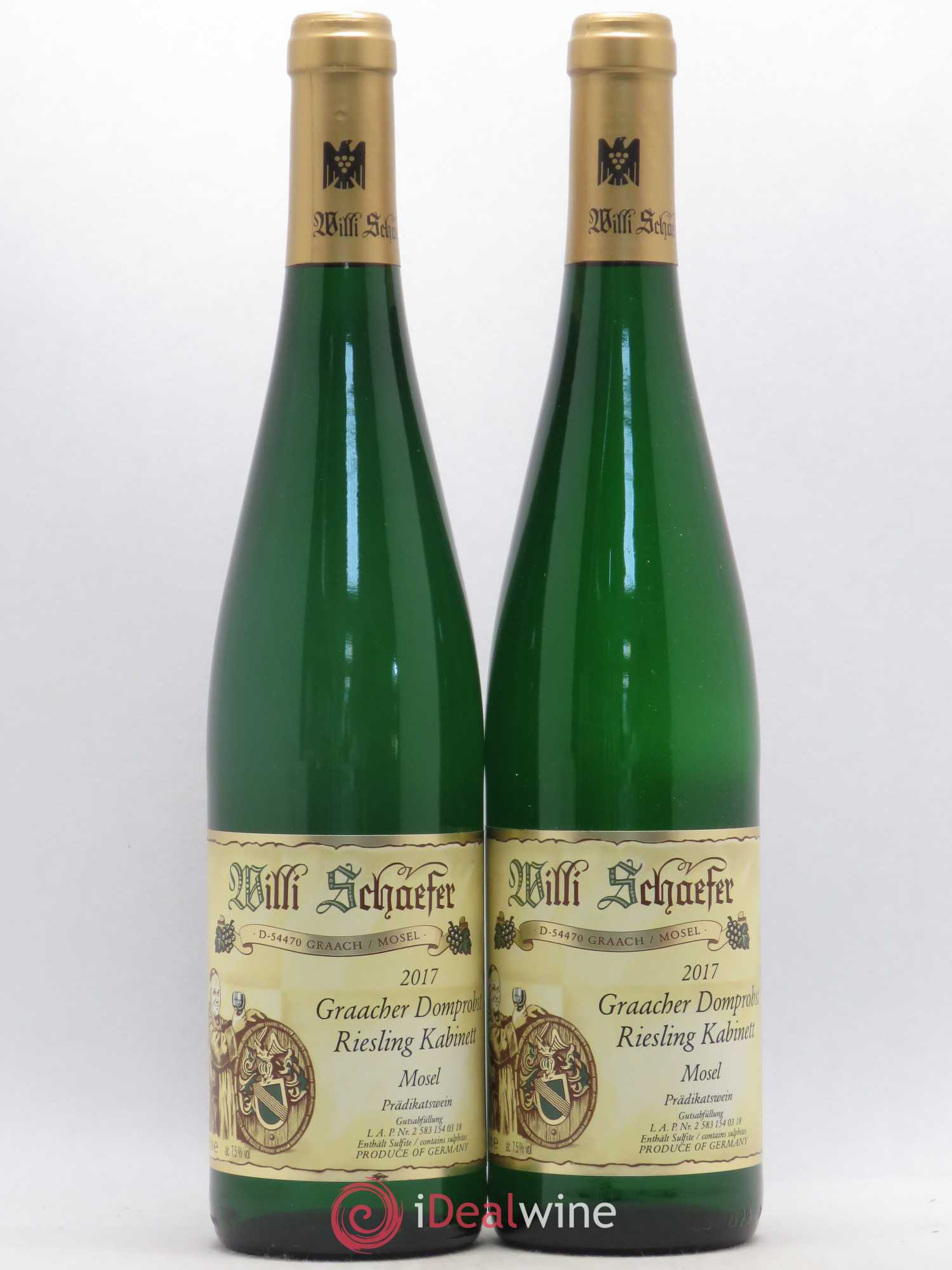Riesling Willi Schaefer Graacher Domprobst Kabinett 2017 - Lot de 2 bouteilles - 0