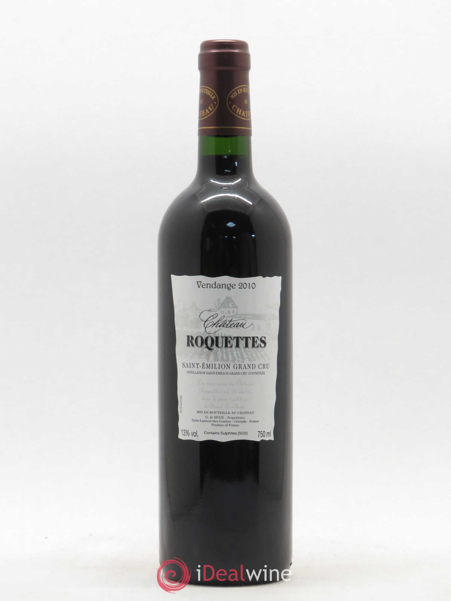 Saint-Émilion Grand Cru Château Roquettes 2010 - Posten von 1 Flasche - 0