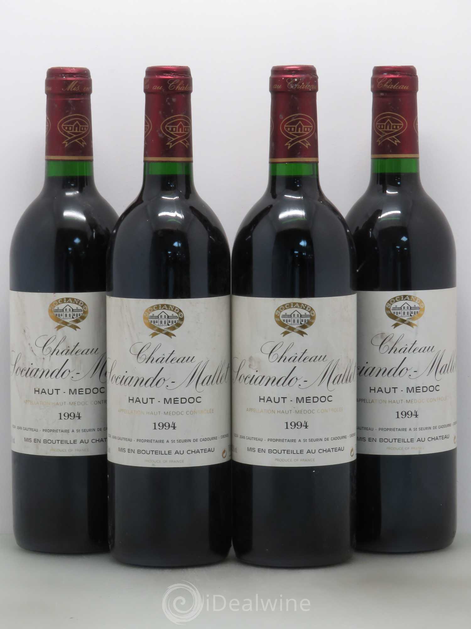 Château Sociando Mallet 1994 - Lot de 4 bouteilles - 0