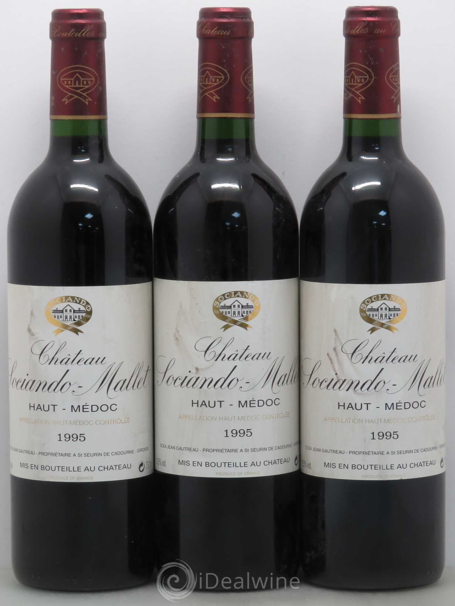 Château Sociando Mallet 1995 - Lot de 3 bouteilles - 0